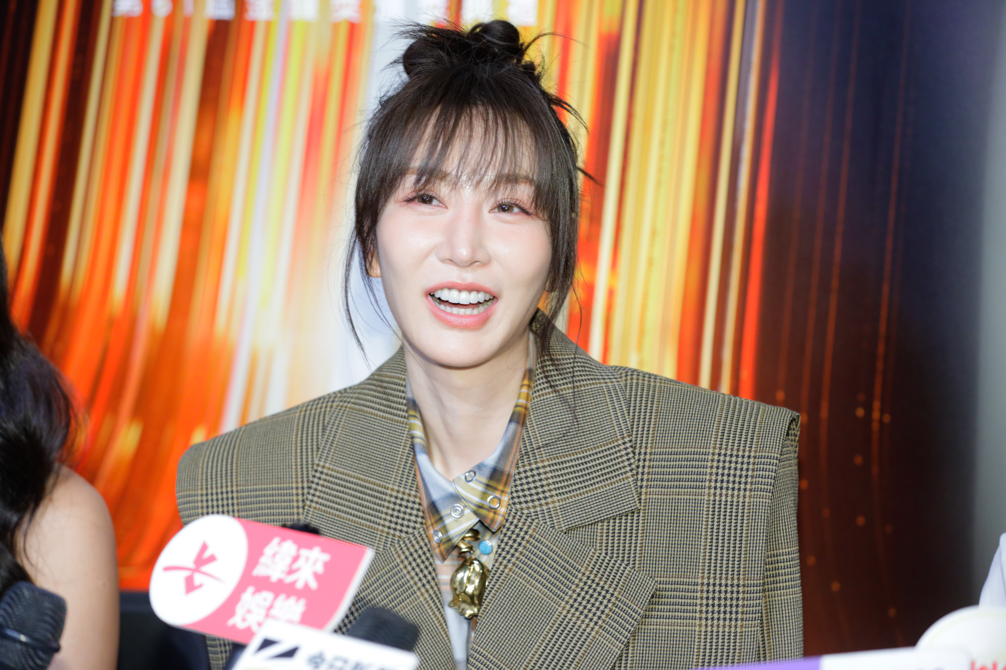 曾莞婷會後受訪被問到工作夥伴楊銘威的婚變事件。