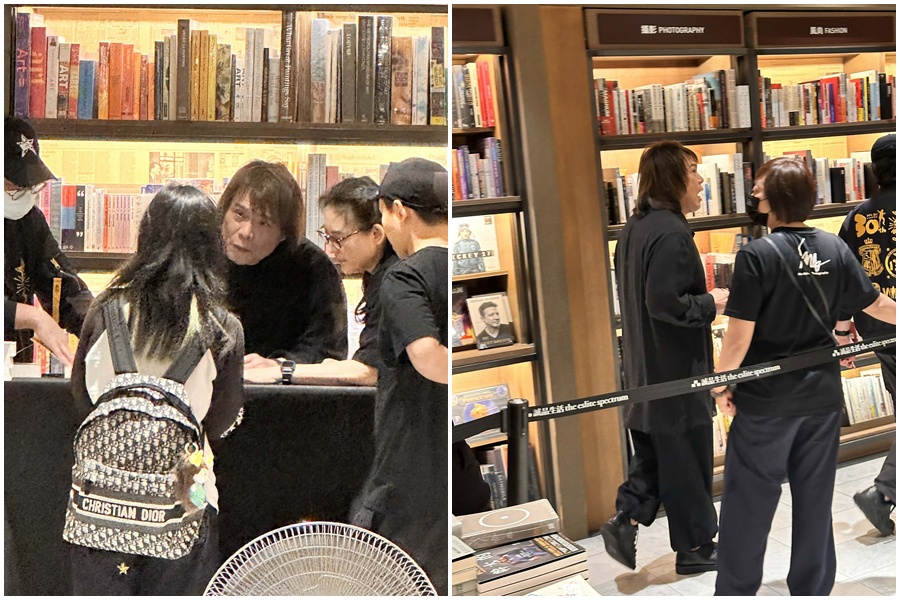 伍佰走路一跛一跛，出席簽書會與歌迷閒話家常。（讀者提供）