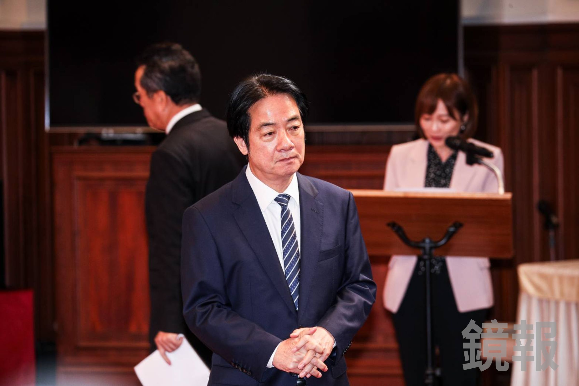 總統府舉行「守護民主台灣國安行動方案」記者會,軍工股因此大漲。(鏡報鄒保祥攝)