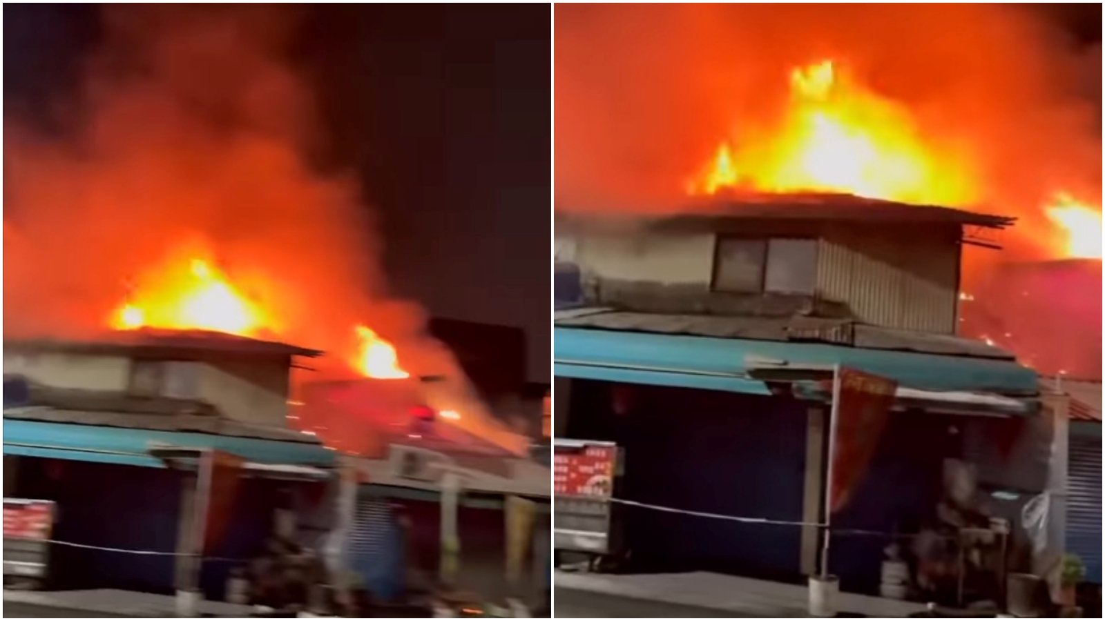 台中第五市場火警，傳出爆裂聲。（翻攝江肇國臉書）