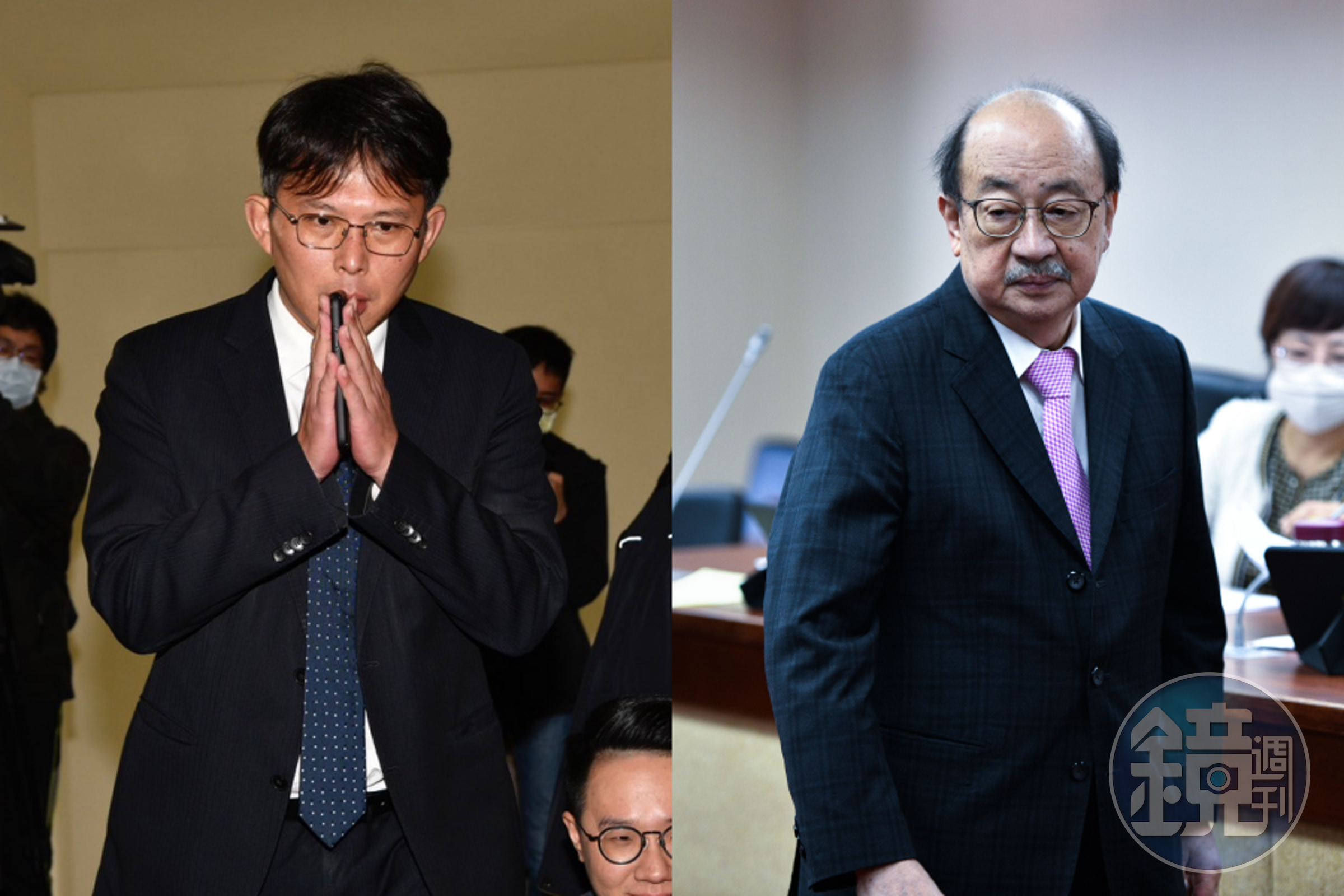 黃國昌(左)因不滿柯建銘(右)插話,昨在立院上演咆哮離場。