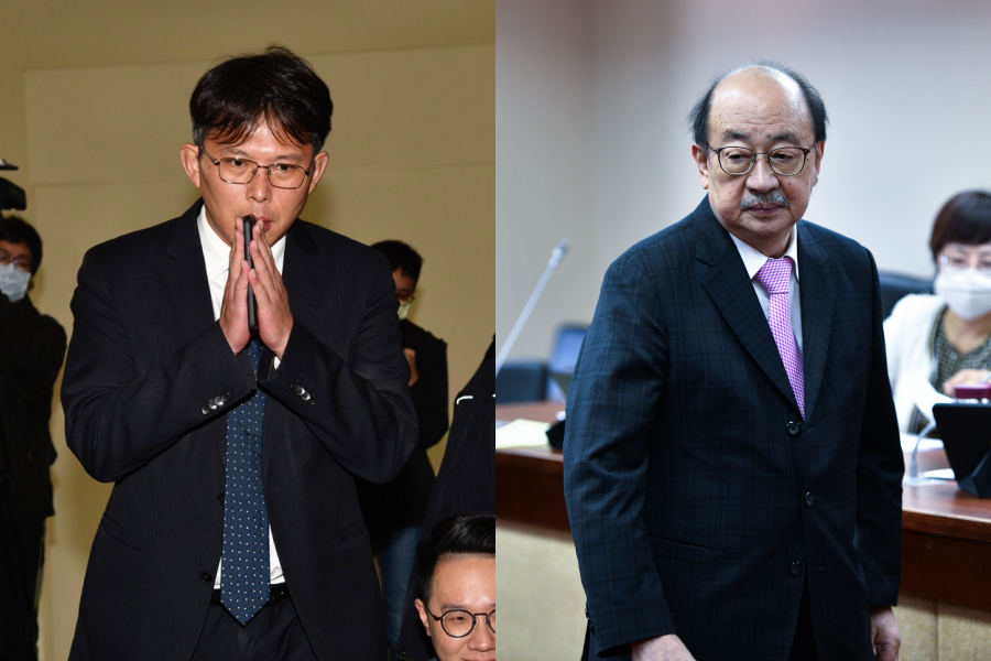 黃國昌（左）因不滿柯建銘（右）插話，昨在立院上演咆哮離場。