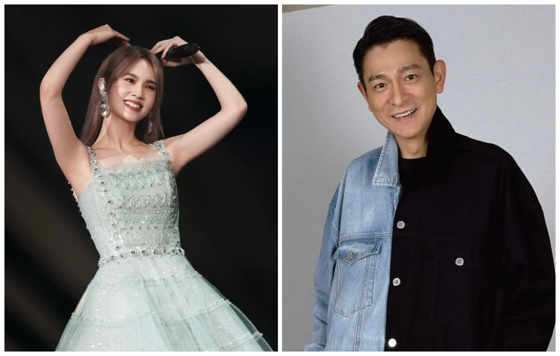 楊丞琳香港開唱，收到劉德華送的花籃，受寵若驚。（翻攝楊丞琳IG、@andylau.awc_official IG）