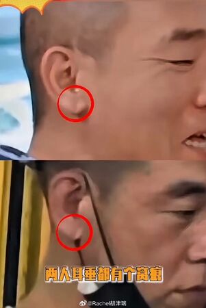 陳小春撞臉工人被網友發現「耳朵特徵」一樣,被傳2人是失散多年親弟。(翻攝自微博)