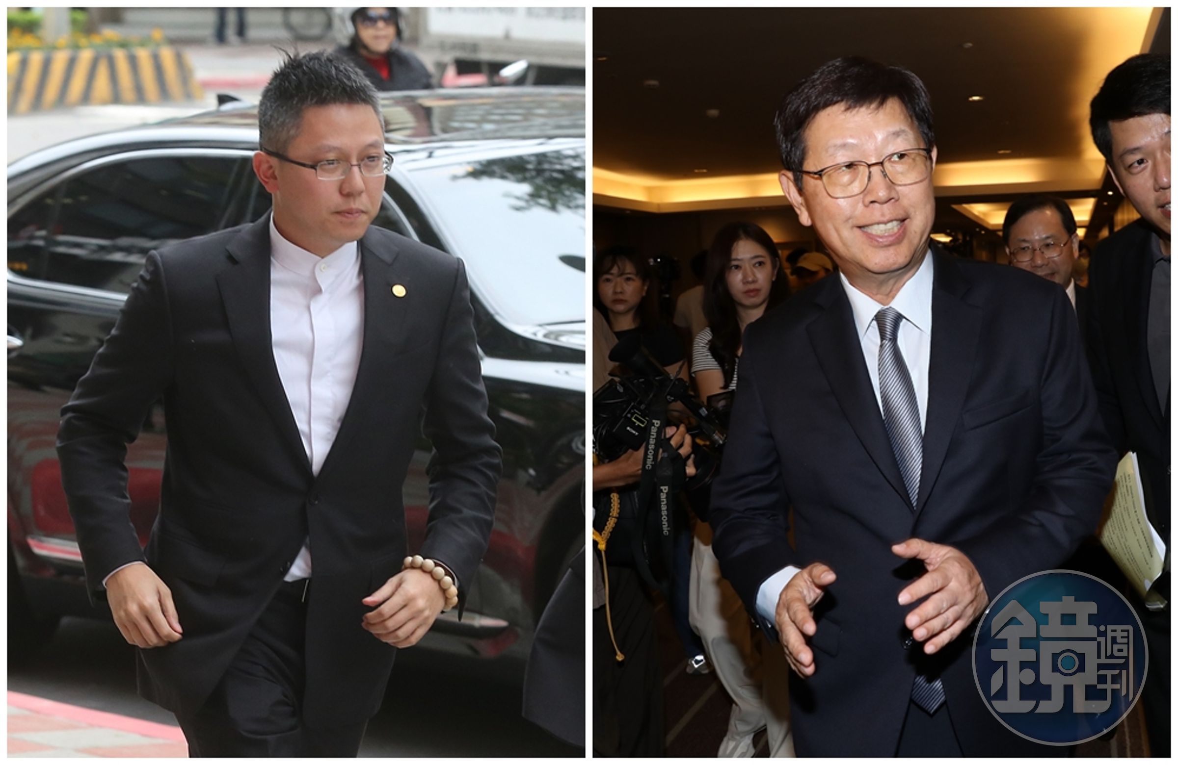 蔡紹中（左）透過旺中旗下的《工商時報》作為聯繫管道，向鴻海集團遞出橄欖枝。（右為鴻海董事長劉揚偉）