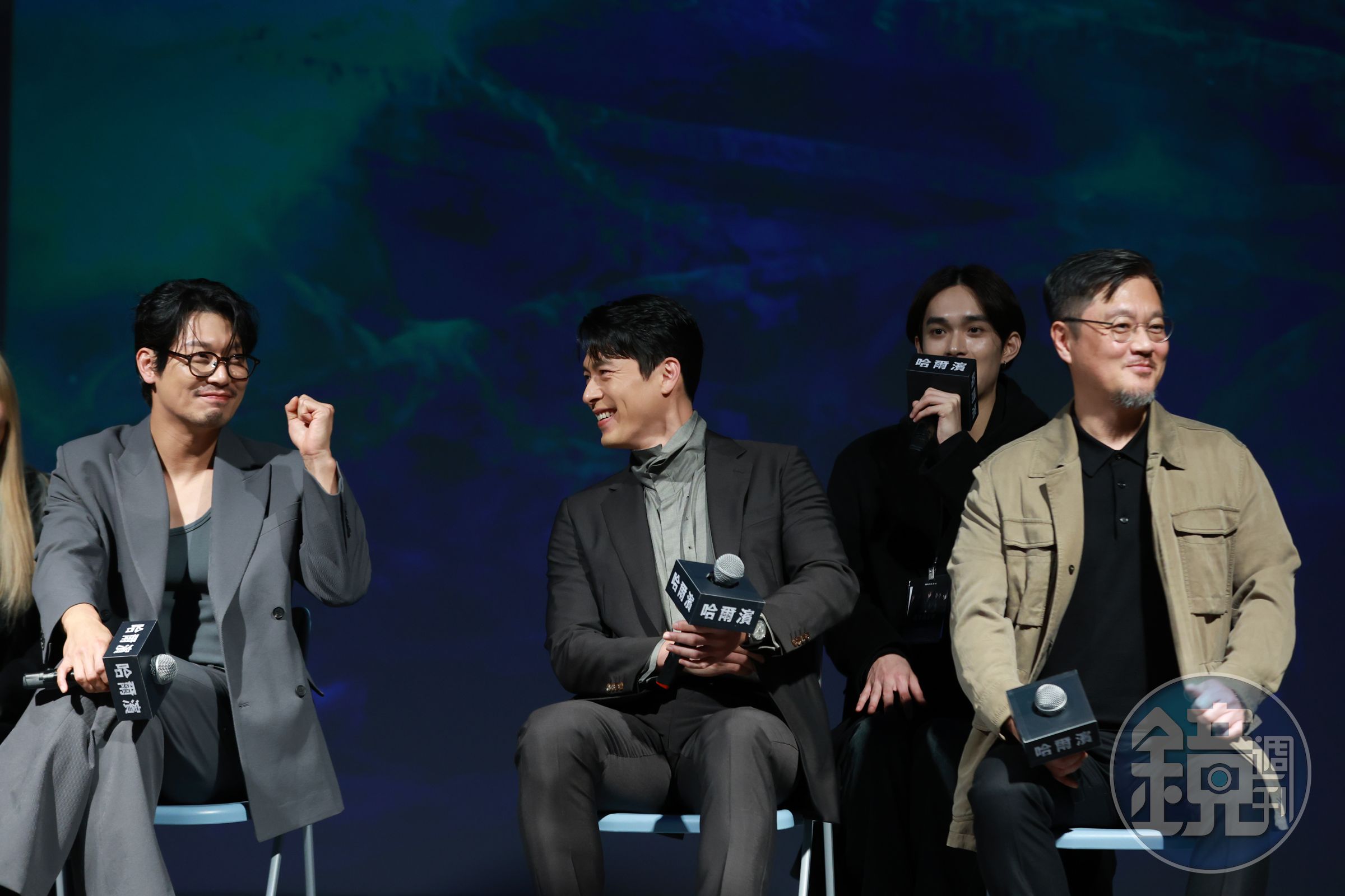 電影《哈爾濱》導演禹民鎬（右起）率玄彬與朴勳來台宣傳，大談電影拍攝的幕後點滴。