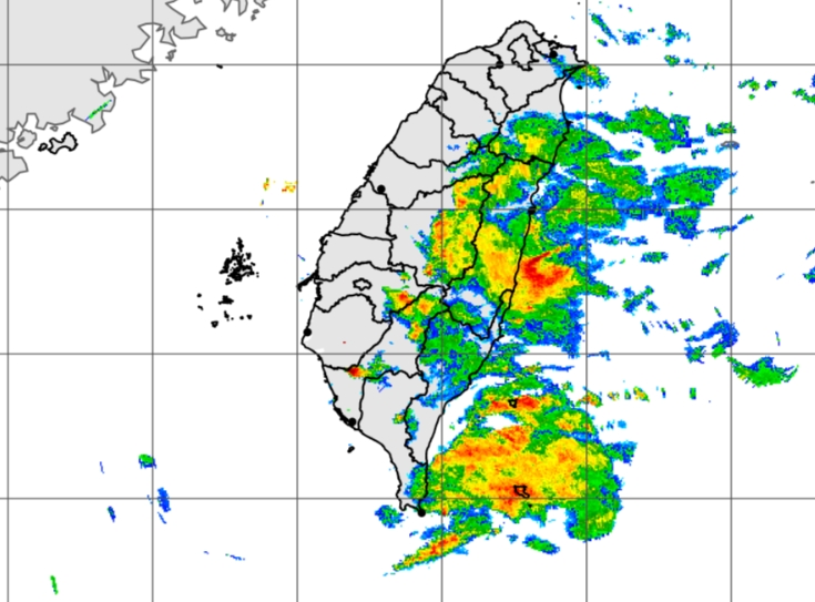 大雷雨襲花蓮、台東,持續至20時許。(翻攝自中央氣象署官網)