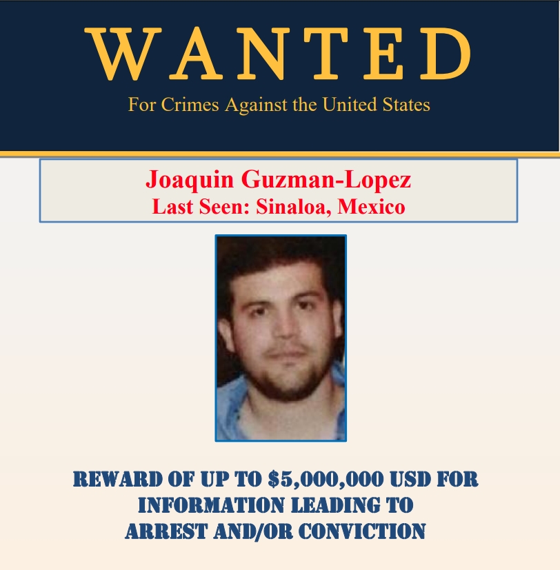 販毒集團首領之子華金也傳搭私人飛機到美國自首。（翻攝自U.S. Department of State (.gov)）