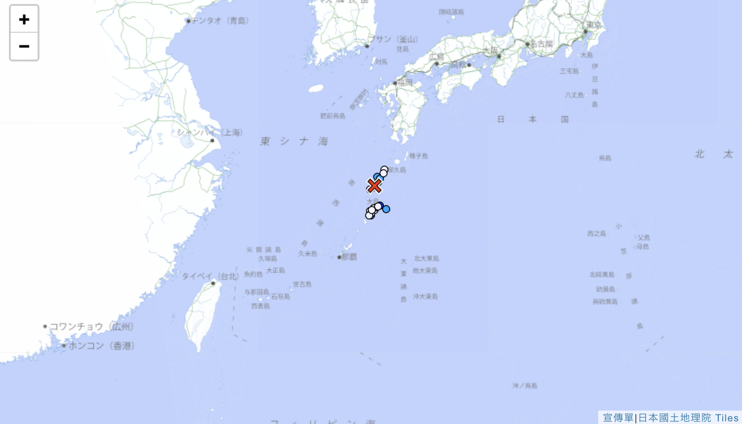 日本當地時間7月5日清晨6時29分(台灣時間5時29分),鹿兒島縣十島村發生規模5.3地震。(翻攝自日本氣象廳)