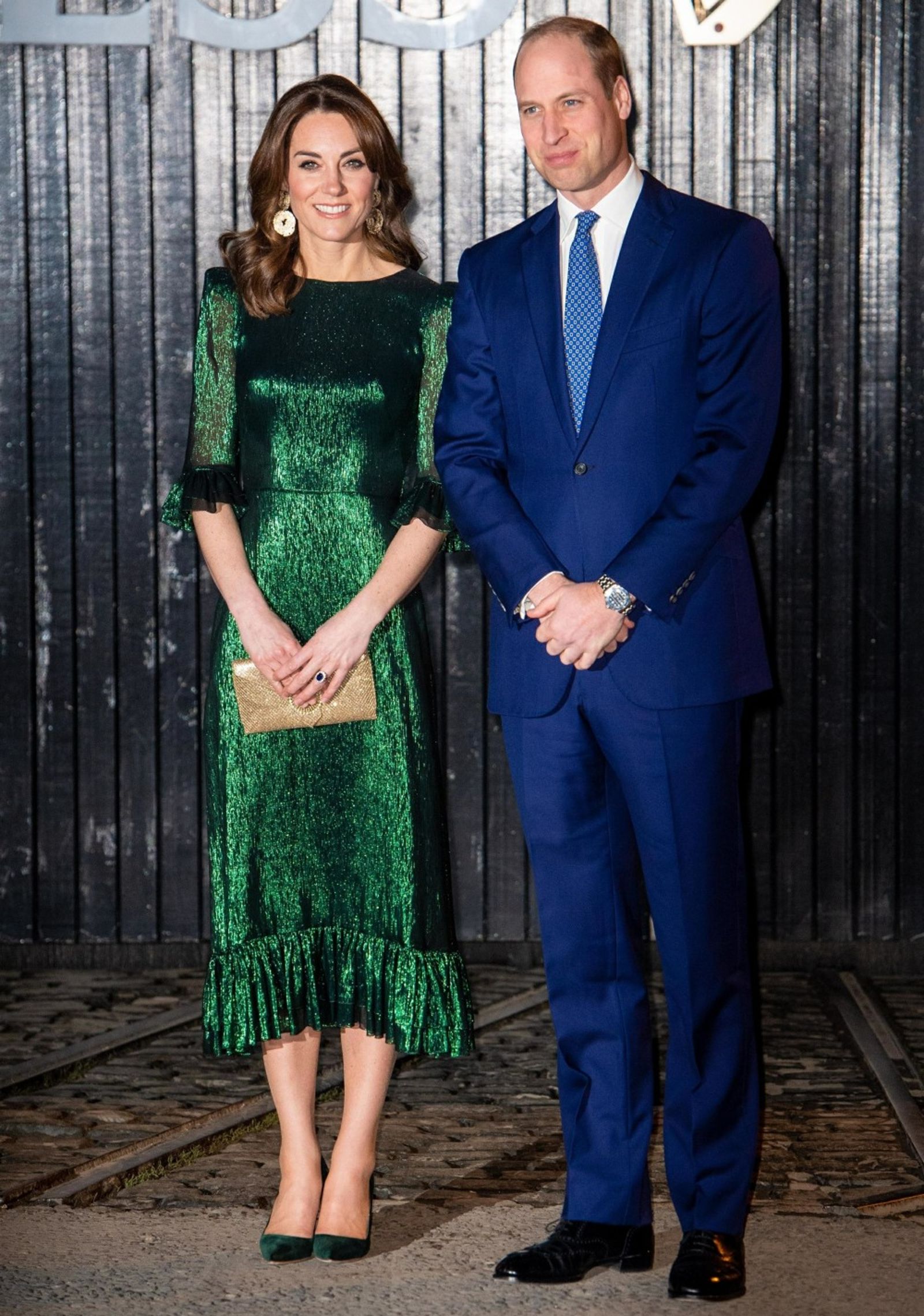 凱特王妃2020年出訪愛爾蘭時，穿 The Vampire&rsquo;s Wife金屬綠色禮服，謂為經典。（圖／翻攝X@celebitchy）