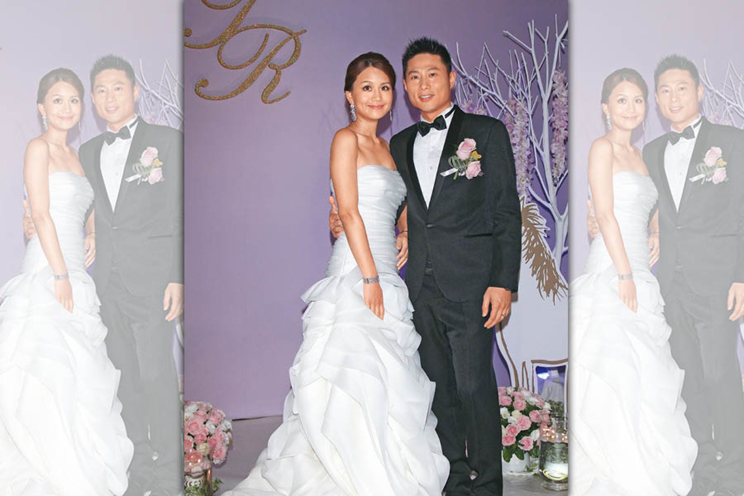 小刀彭康育（右）與台玻二千金林文晴Tina（左）於2012年結婚並舉辦盛大婚宴，曾是轟動一時的演藝圈與豪門聯姻代表。（東方IC）
