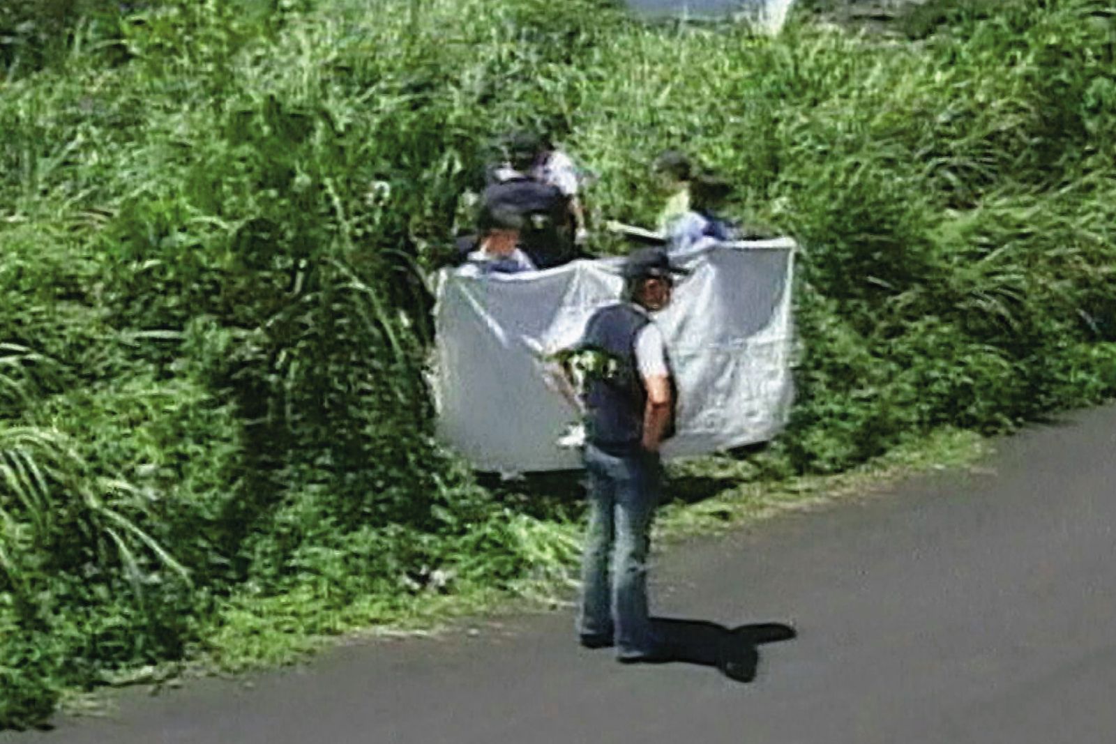 警方尋獲錢女屍體時，屍首已因烈日曝曬而腐爛乾枯。（東森新聞提供）