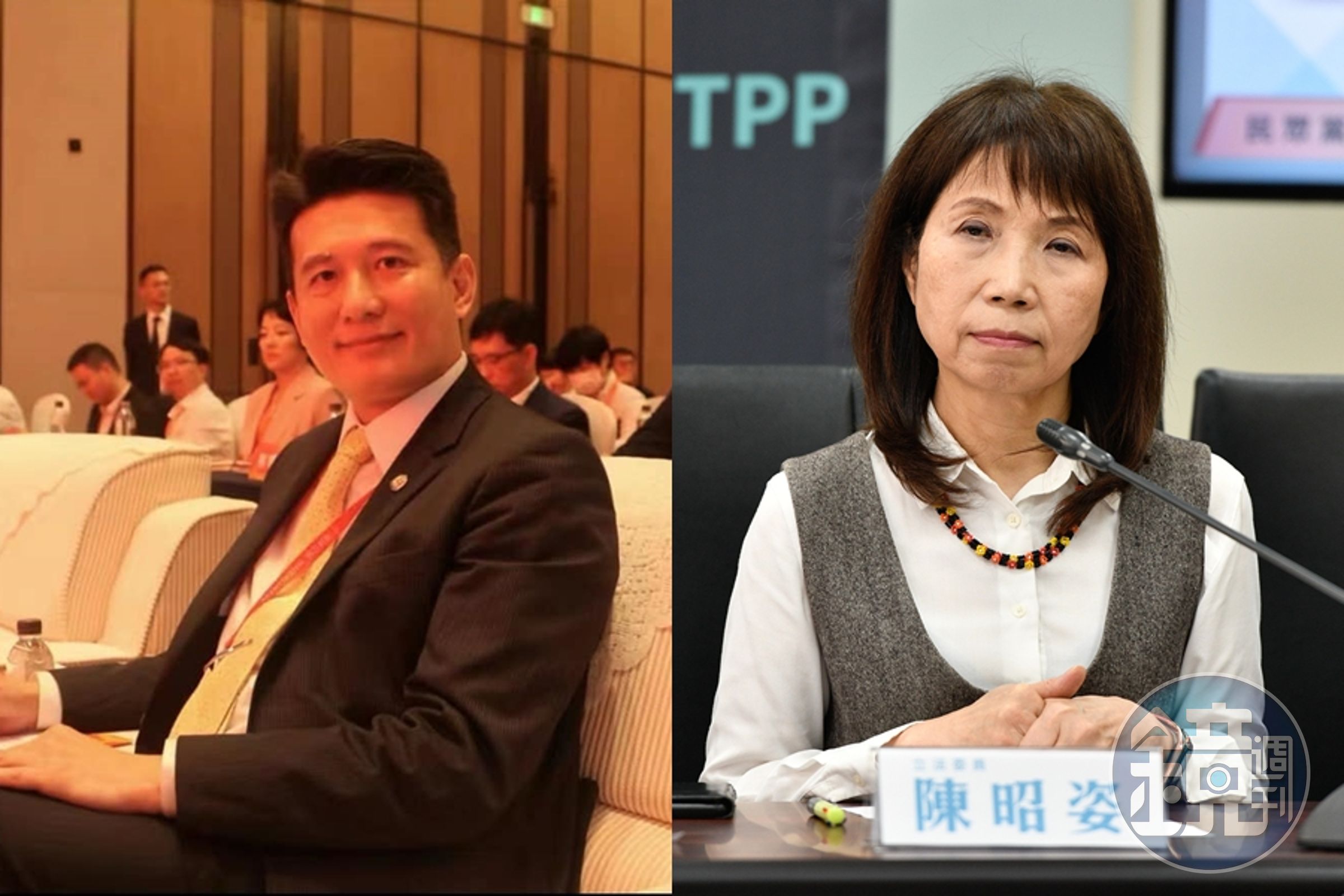 民眾黨台商事務委員會主委張凱鈞(左)赴海峽論壇喊「兩岸一家親」惹議,立委陳昭姿(右)呼籲黨紀處分。(左圖翻攝自張凱鈞 Ken Chang臉書、右為本刊資料照)