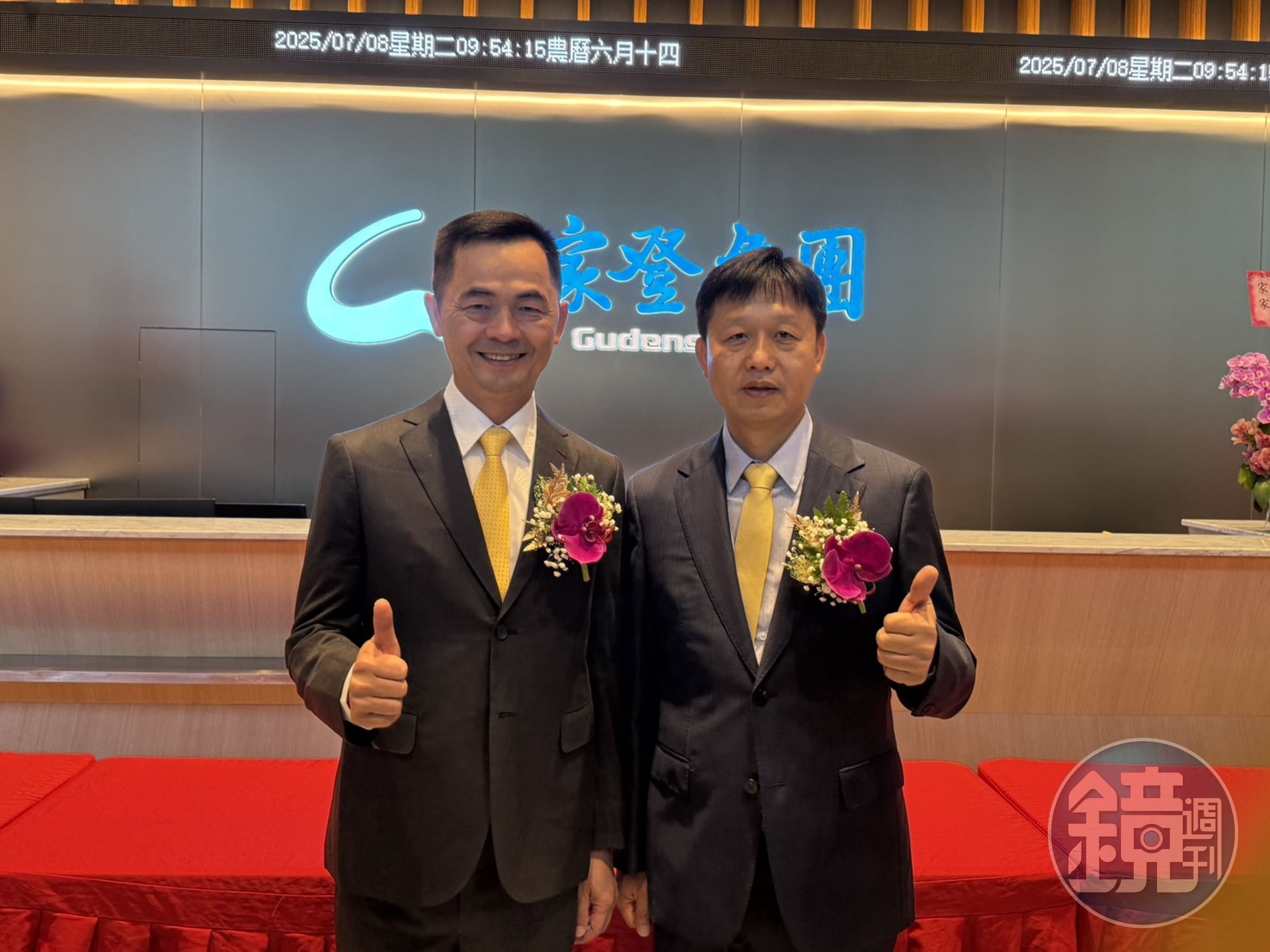 家登董事長邱銘乾（左）表示，關稅和匯損的雙重壓力下，將有可能衝擊客戶需求，但對於半導體的前景仍樂觀看待。