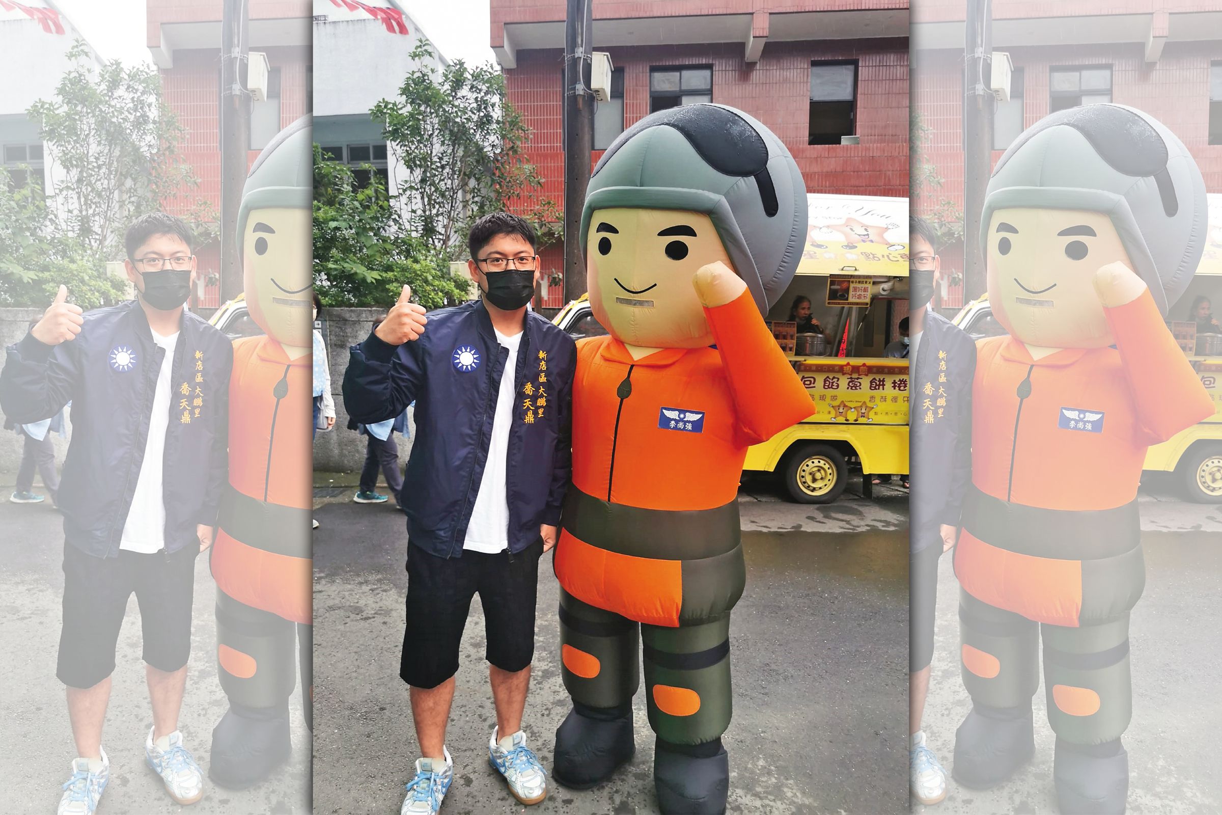 喬天鼎（左）接棒里長爸爸參選，一步一腳印在新北市新店留下足跡。（翻攝自大鵬里里長喬廷彥臉書）