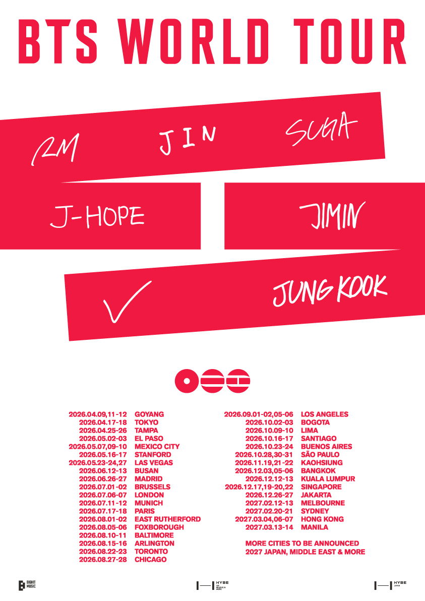 BTS防彈少年團公布「BTS WORLD TOUR」巡演海報。(翻攝BIGHIT_MUSICX