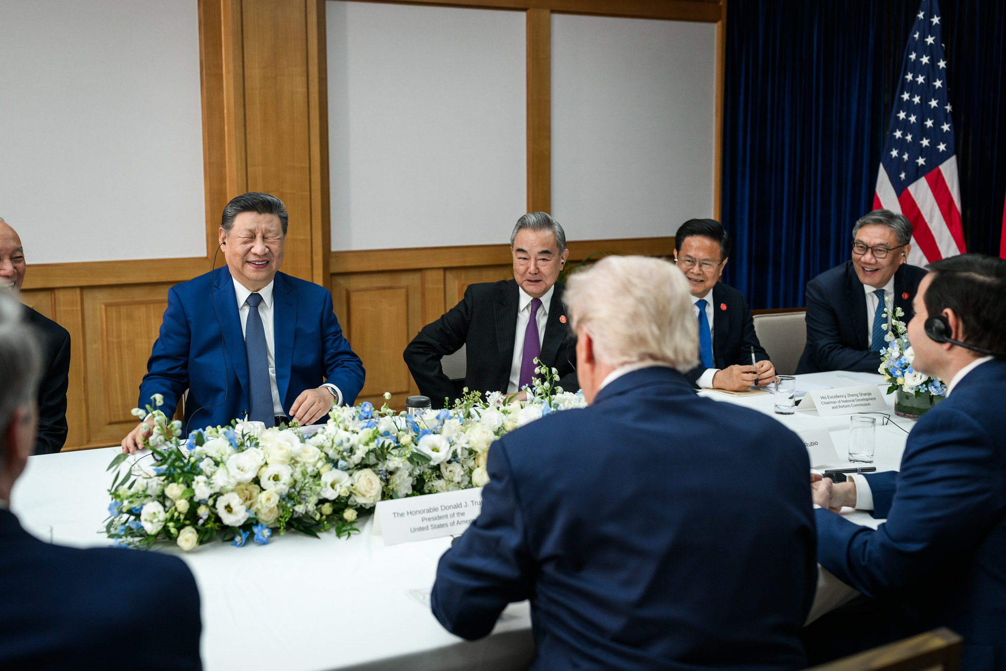 接著習近平笑開懷。（翻攝The White House Flickr）