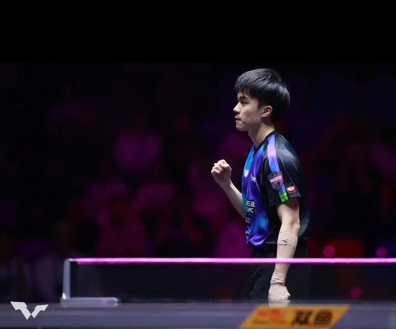 林昀儒WTT杜哈男單冠軍賽奪冠,圖為先前比賽畫面。(翻攝林昀儒IG)