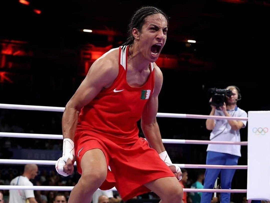 阿爾及利亞女將哈利夫今凌晨打贏泰國對手，確定闖入金牌戰。（翻攝自@imane_khelif_10 Threads）