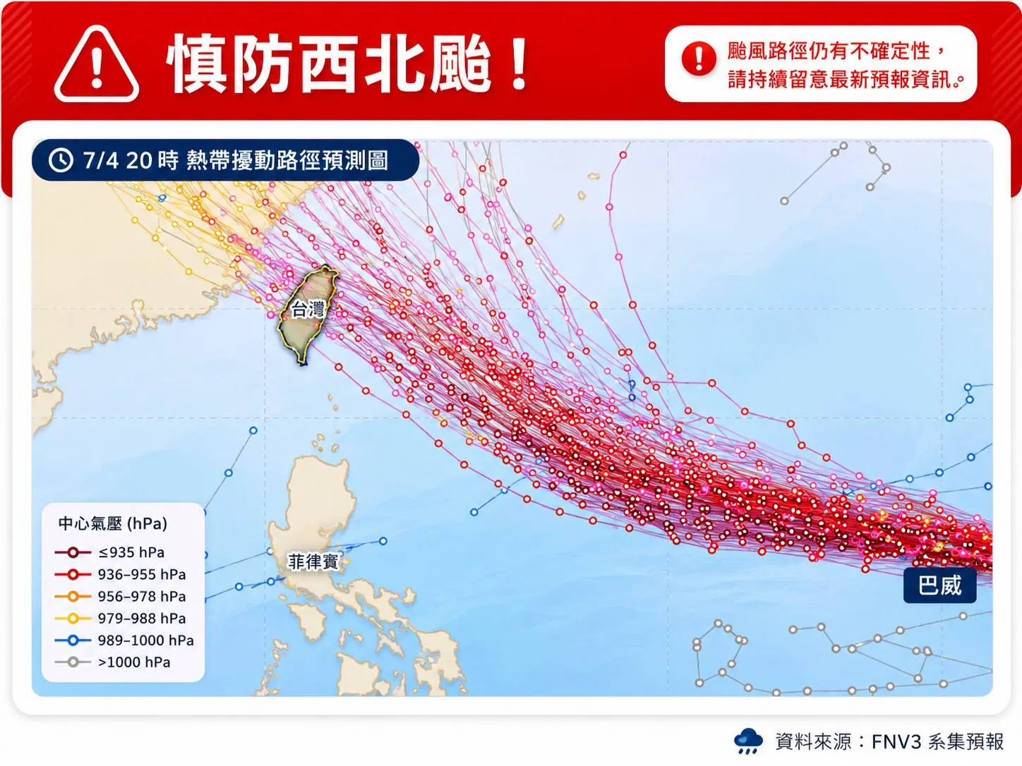 「類西北颱」巴威恐襲台　專家警告：全台有感、海警機率逾75％