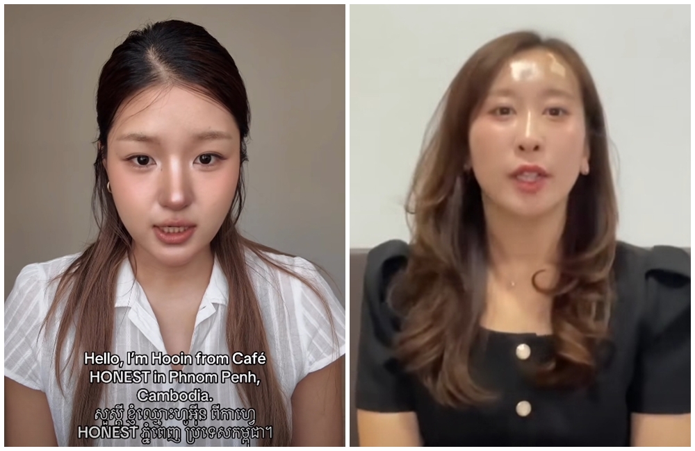 柬埔寨前總理、現任參議院議長洪森在臉書連續po出兩則韓國女性的影片。（翻攝自洪森臉書）