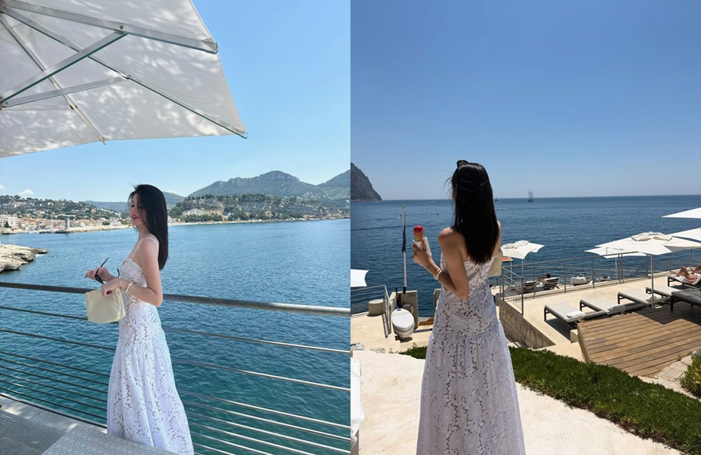 廖思惟身穿Silvia Tcherassi的洋裝,引發網友關注。(翻攝trinityliao IG)