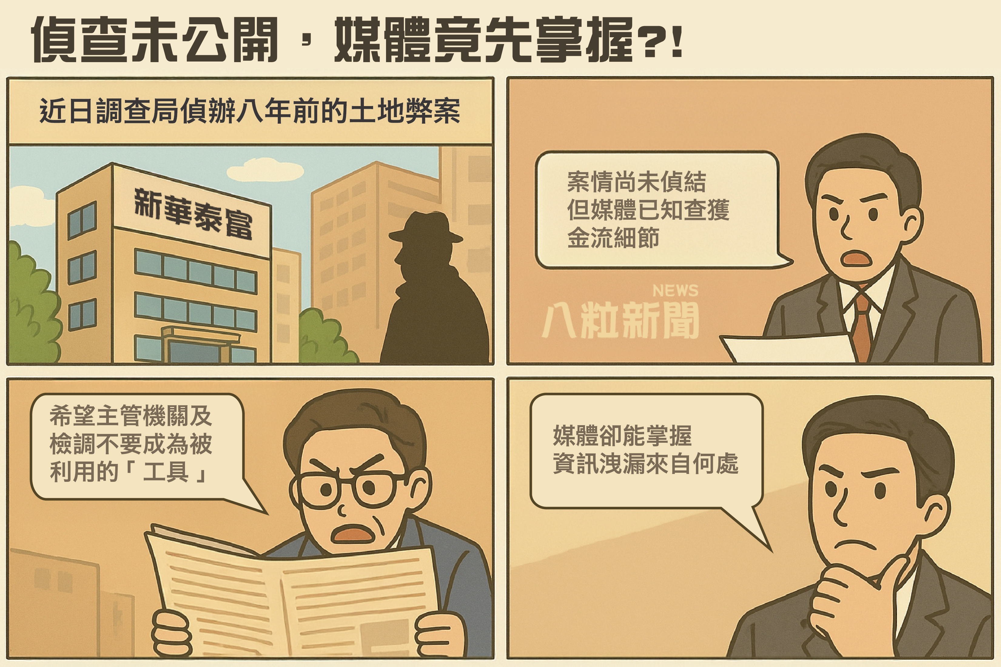 新華泰富質疑案件偵查不公開，部分媒體卻掌握不少資訊。（新華泰富提供）