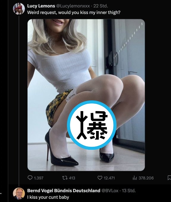 沃格爾留言想親親女模下體。（翻自X平台）