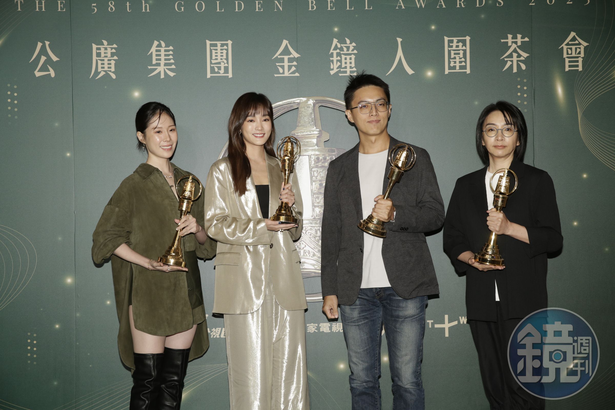  左起，蔡亘晏、王淨及導演林君陽、製作人林昱伶接受文字媒體聯訪。
