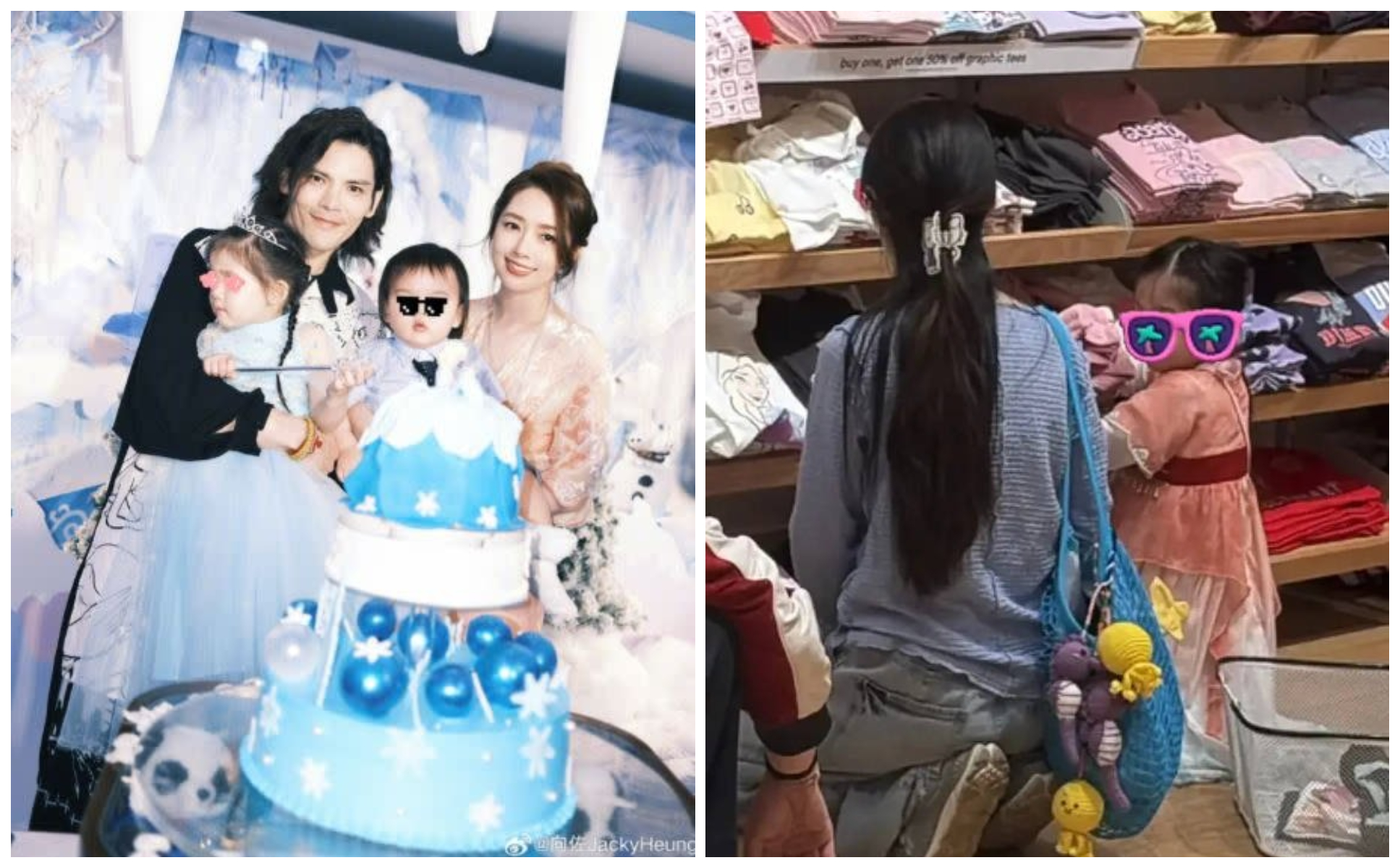 郭碧婷和向佐育有一雙兒女，近日夫妻倆與女兒「小奶皇」現身新加坡平價服飾店。（翻攝微博）