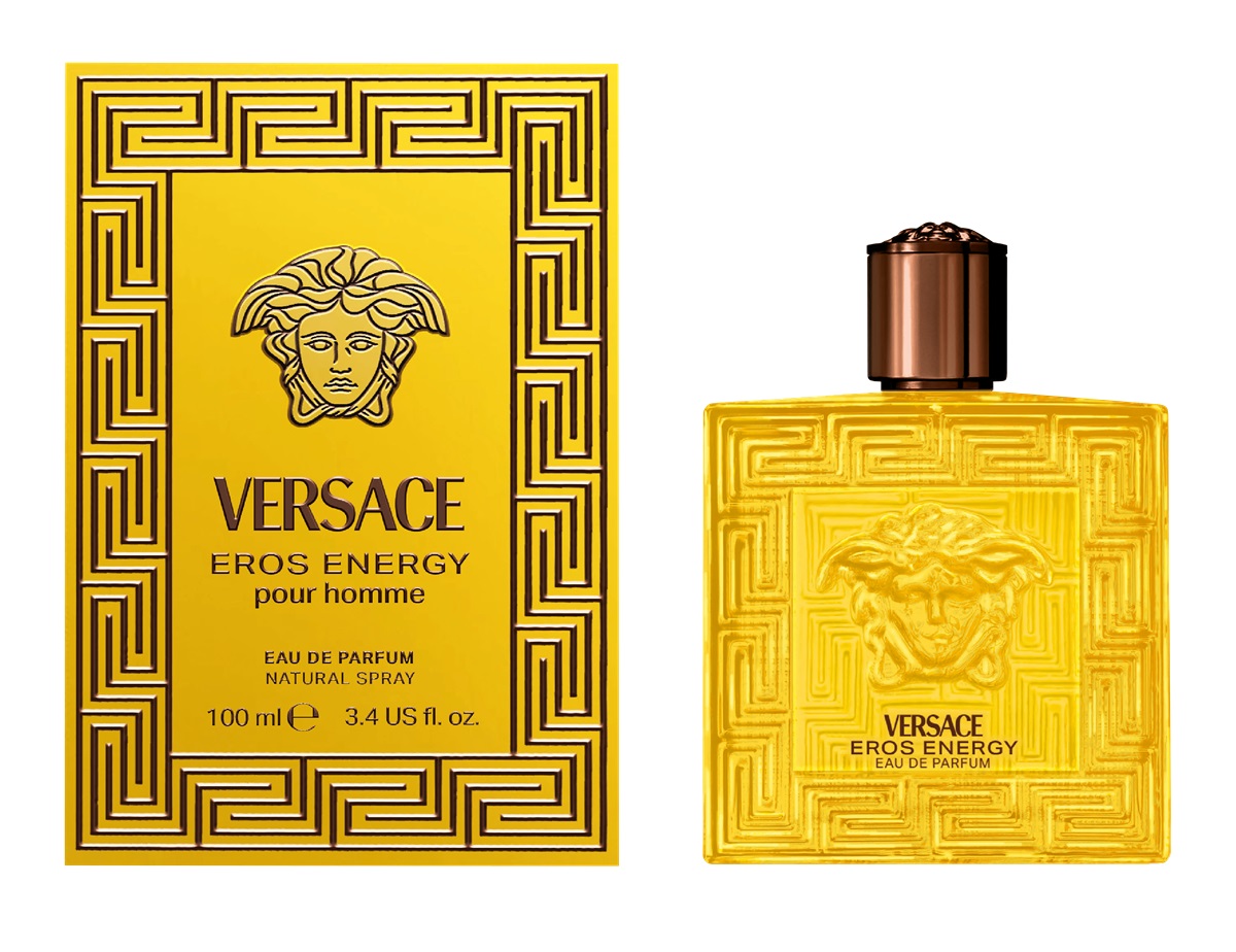 VERSACE EROS ENERGY凡賽斯艾諾斯.愛神力量男性淡香精瓶身設計融合現代與古典元素,明亮的黃色與美杜莎頭像展現力量與優雅,完美詮釋凡賽斯的魅力。