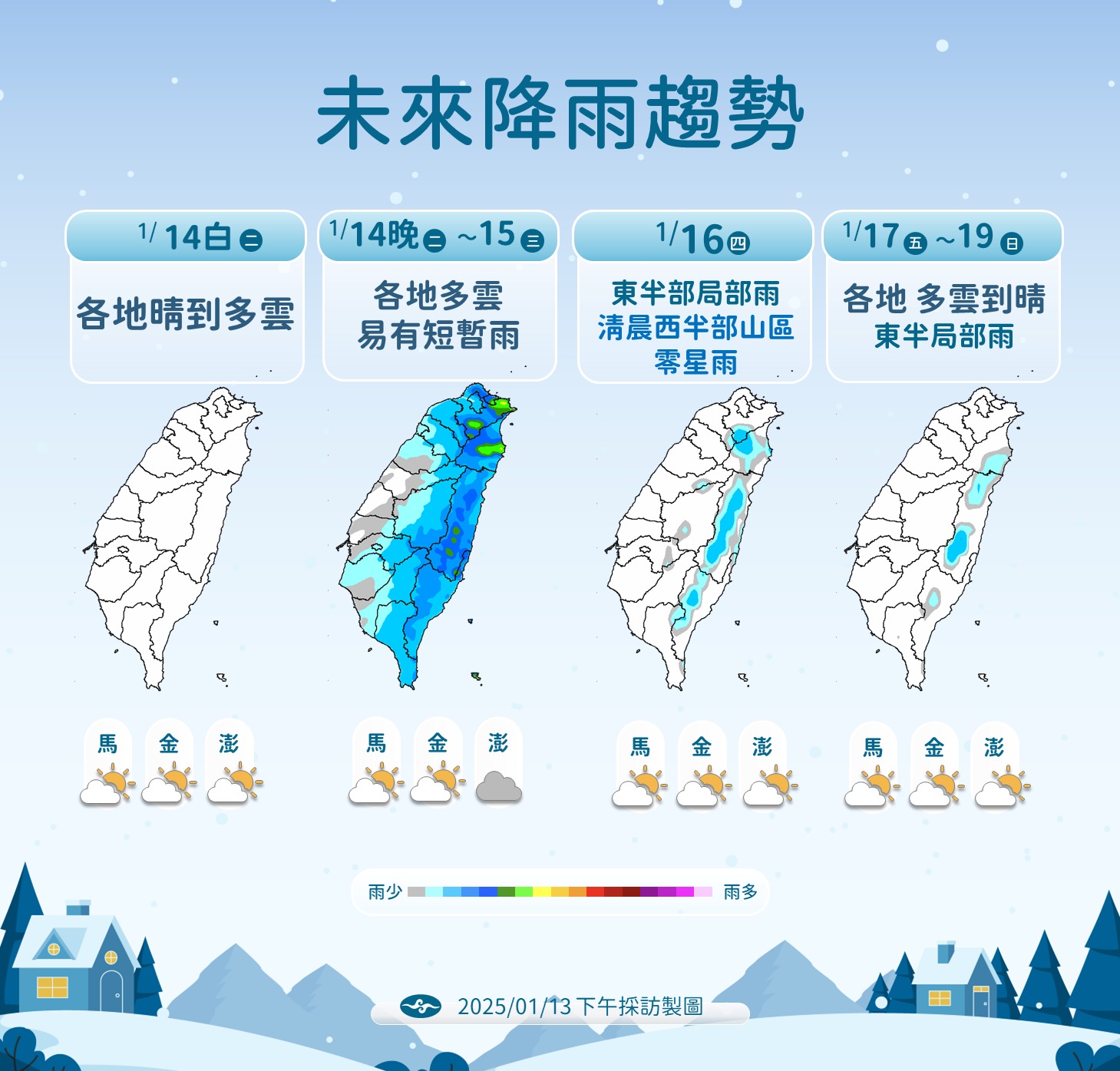 一週降雨量。（翻攝自中央氣象署）