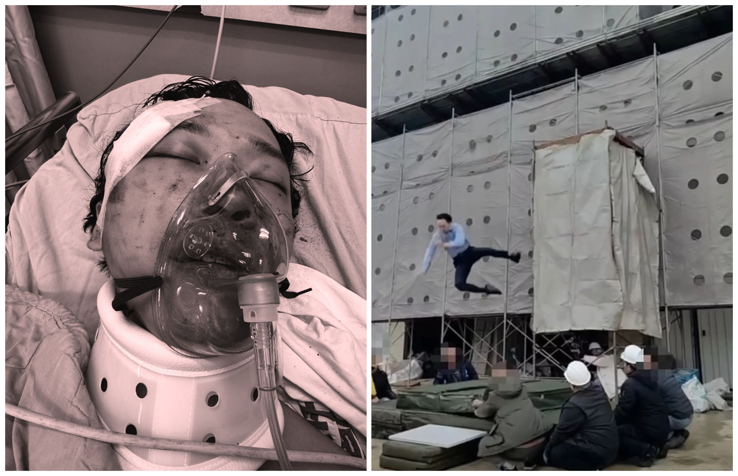 蘇德揚拍戲時從高台直接墜地,受傷後至今仍在加護病房。(翻攝Threads/台北市電影戲劇業職業工會臉書)