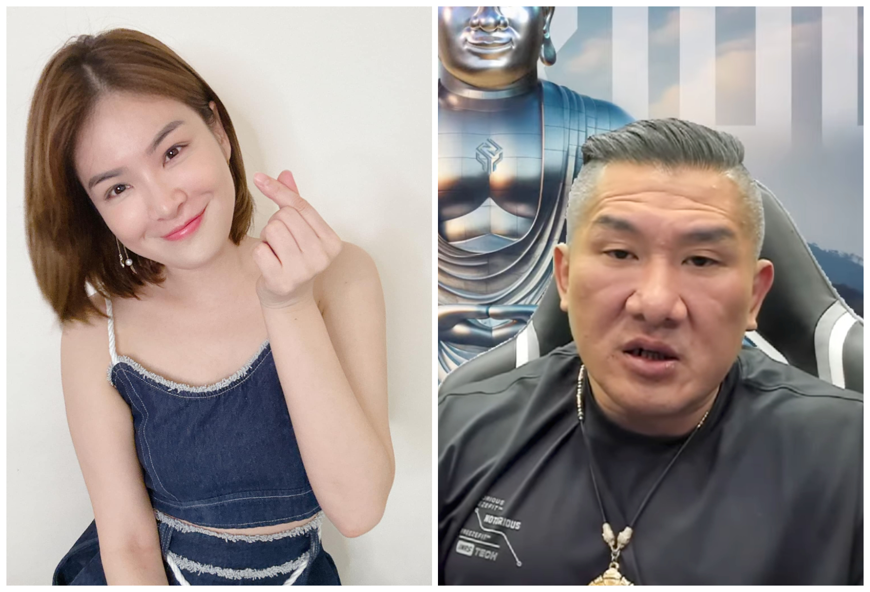 陳沂（左）對柯文哲羈押一案作出評論，並向館長（右）喊話。（翻攝陳沂臉書、館長直播）