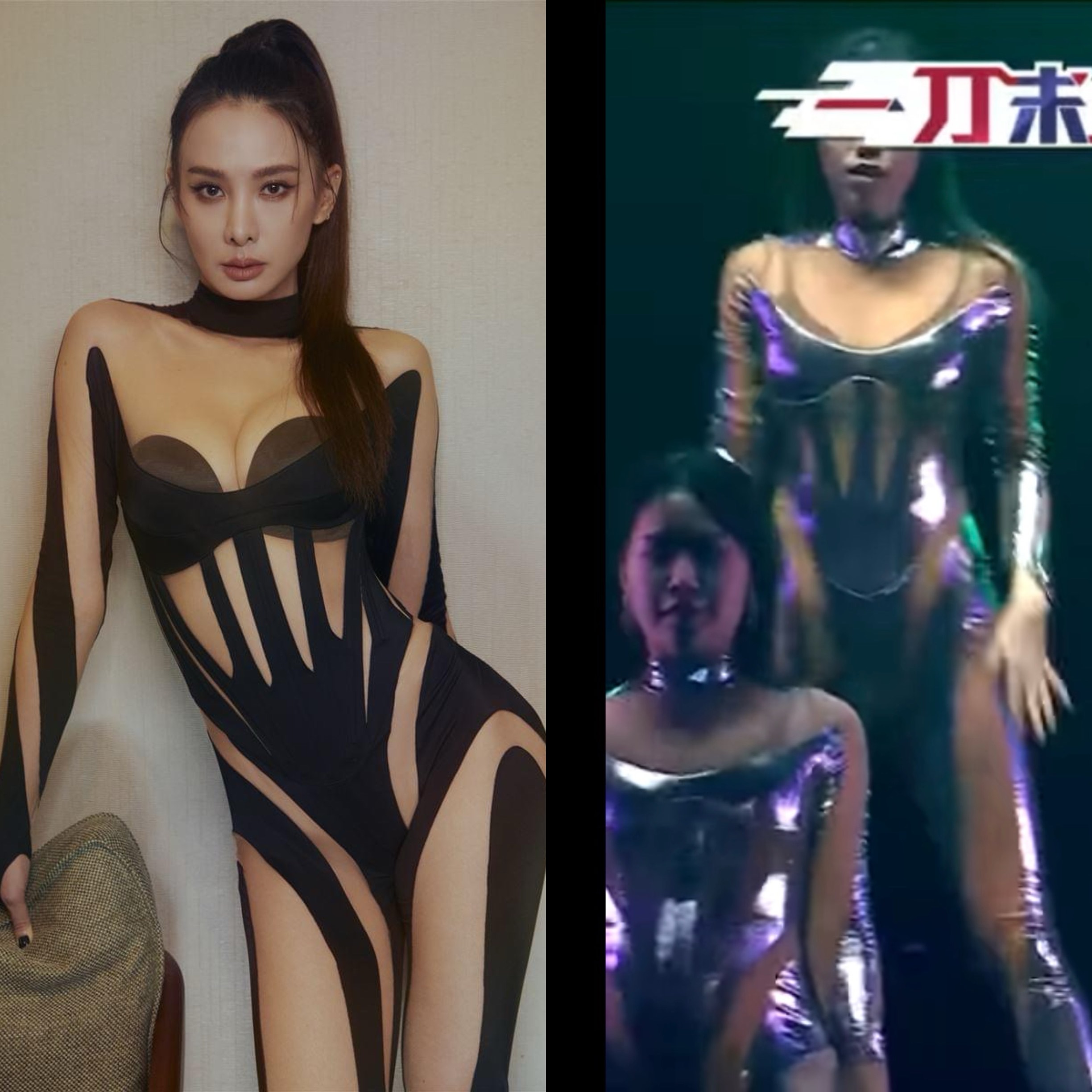 安心亞跨年大秀服裝和韓星舞者造型神似，不過安心亞的辣度更高。（翻攝自網路）