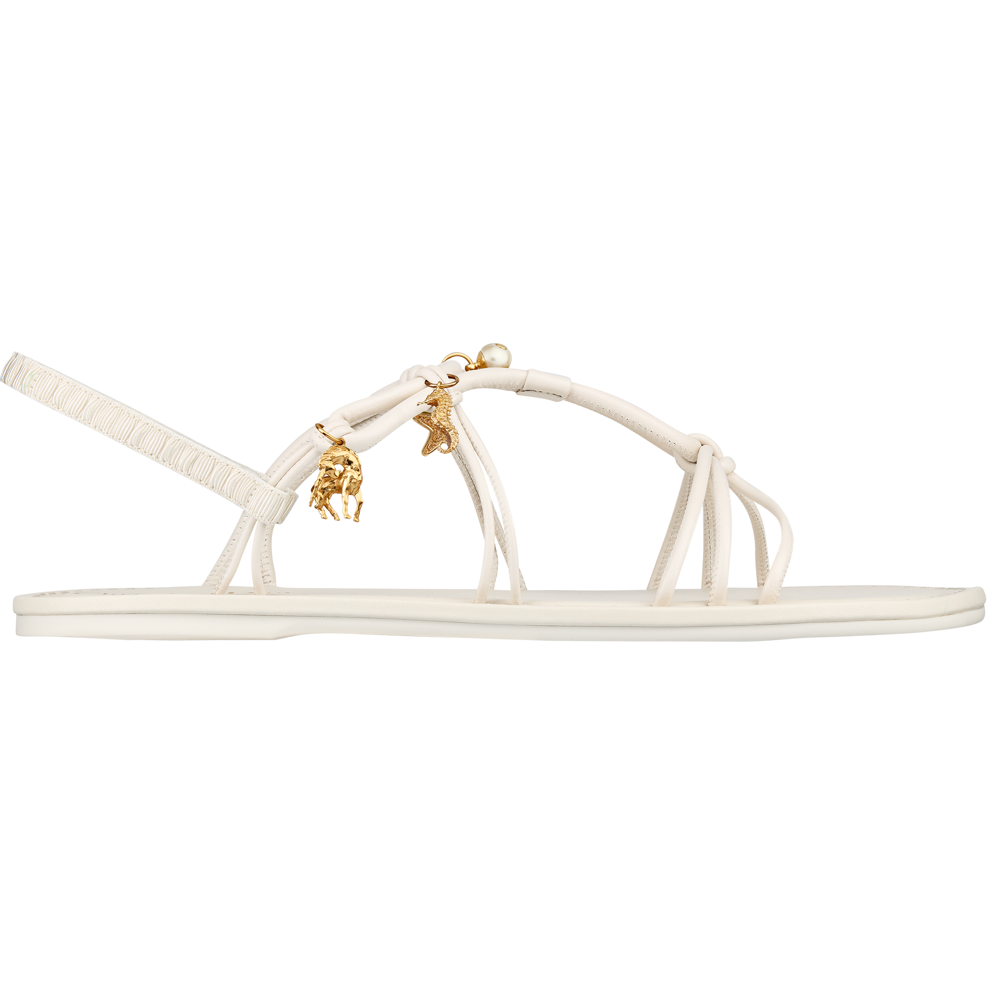 D-Sand金屬墜飾白色涼鞋。NT$37,000(迪奧提供)