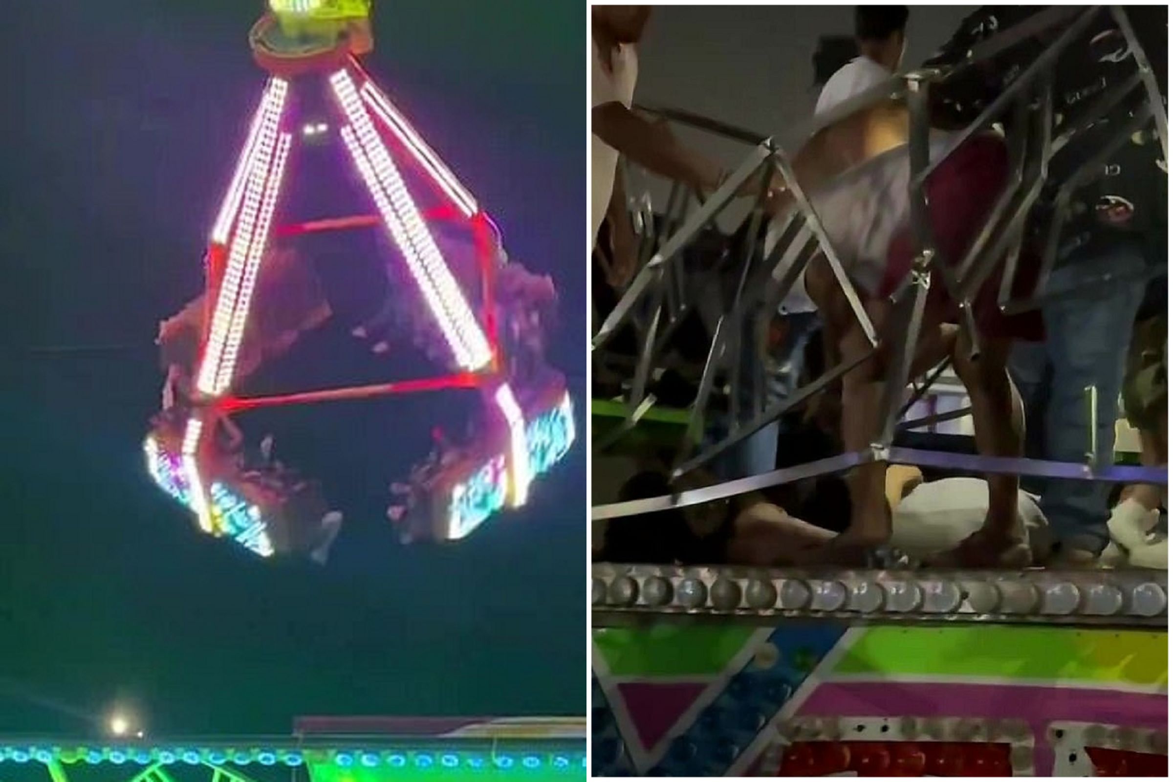 玩「飛碟轉盤」變驚悚片!遊樂器材整個飛拋甩出去,10人慘遭重摔。(翻自X平台)