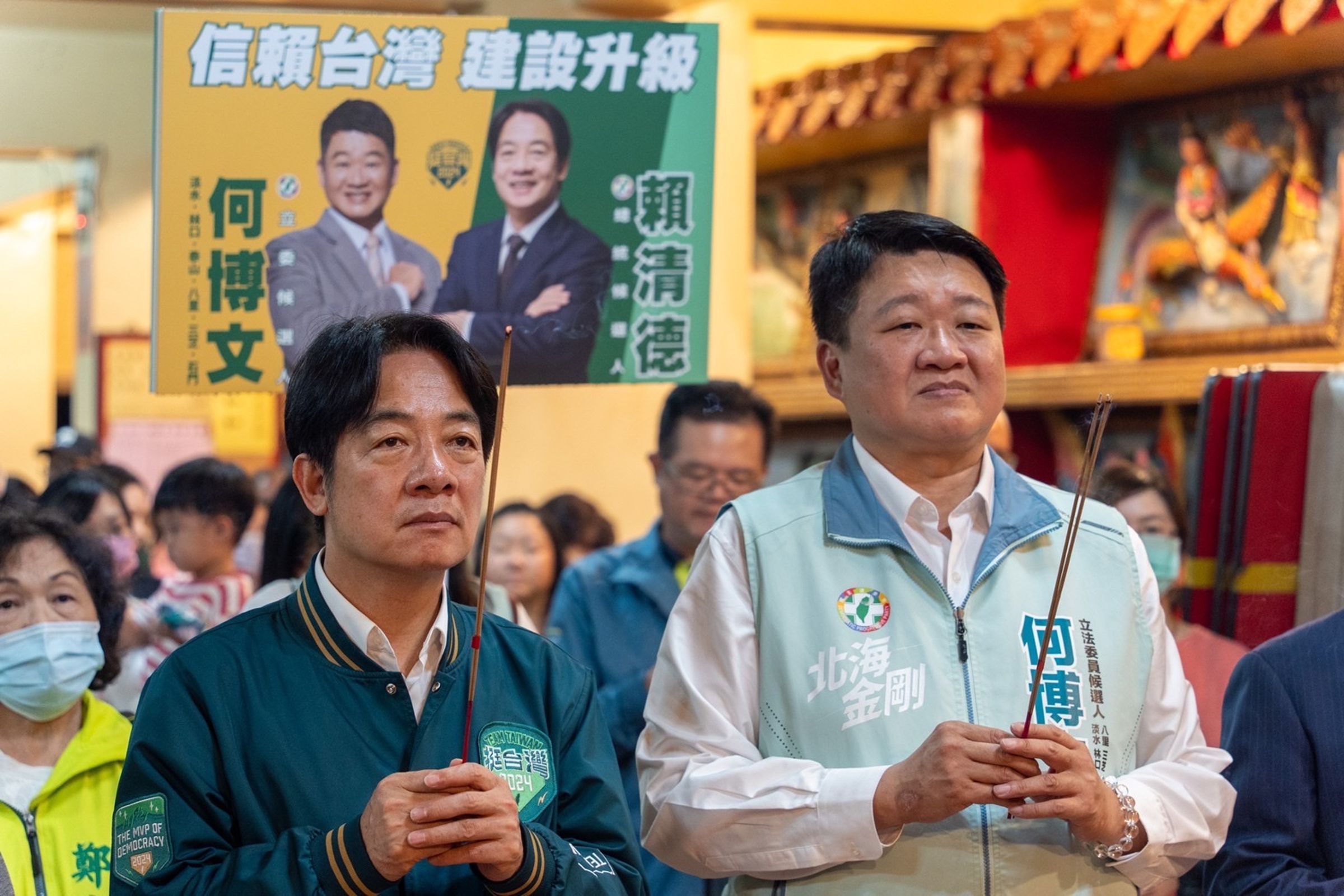 賴清德輔選何博文，力拚國會過半。（何博文服務處提供）