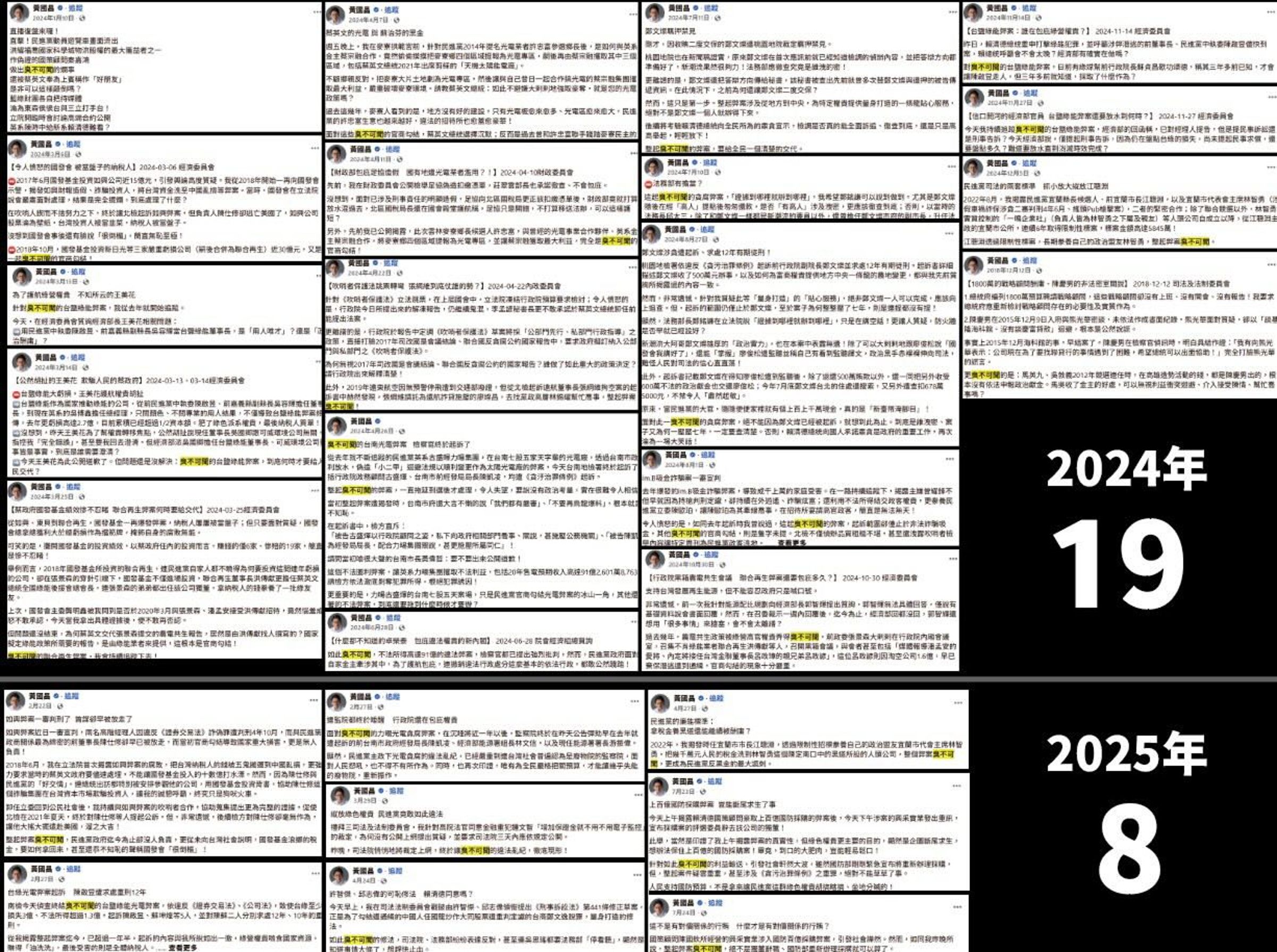據統計，黃國昌2年至少有27篇貼文都用了「臭不可聞」。（翻攝Threads ）