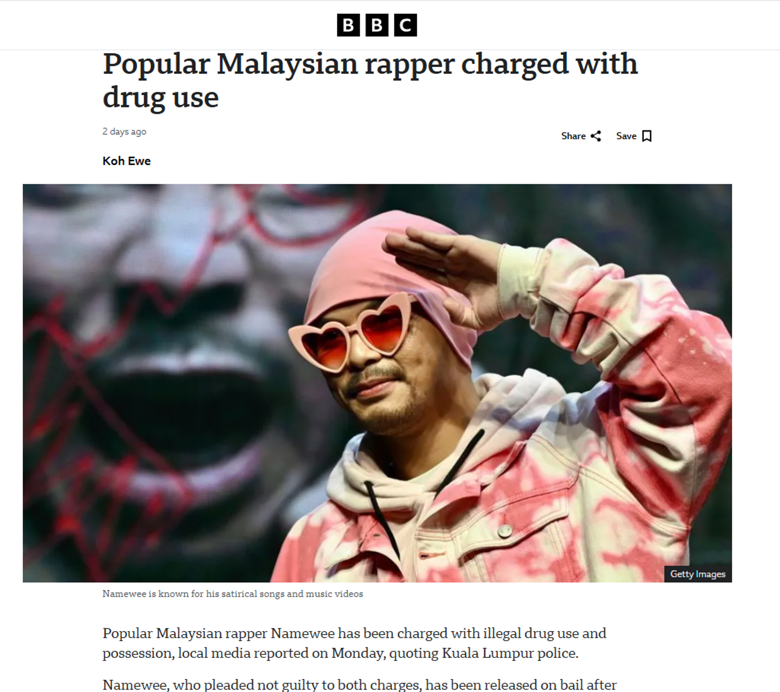 《BBC》聚焦黃明志過往的爭議背景。（翻攝BBC）