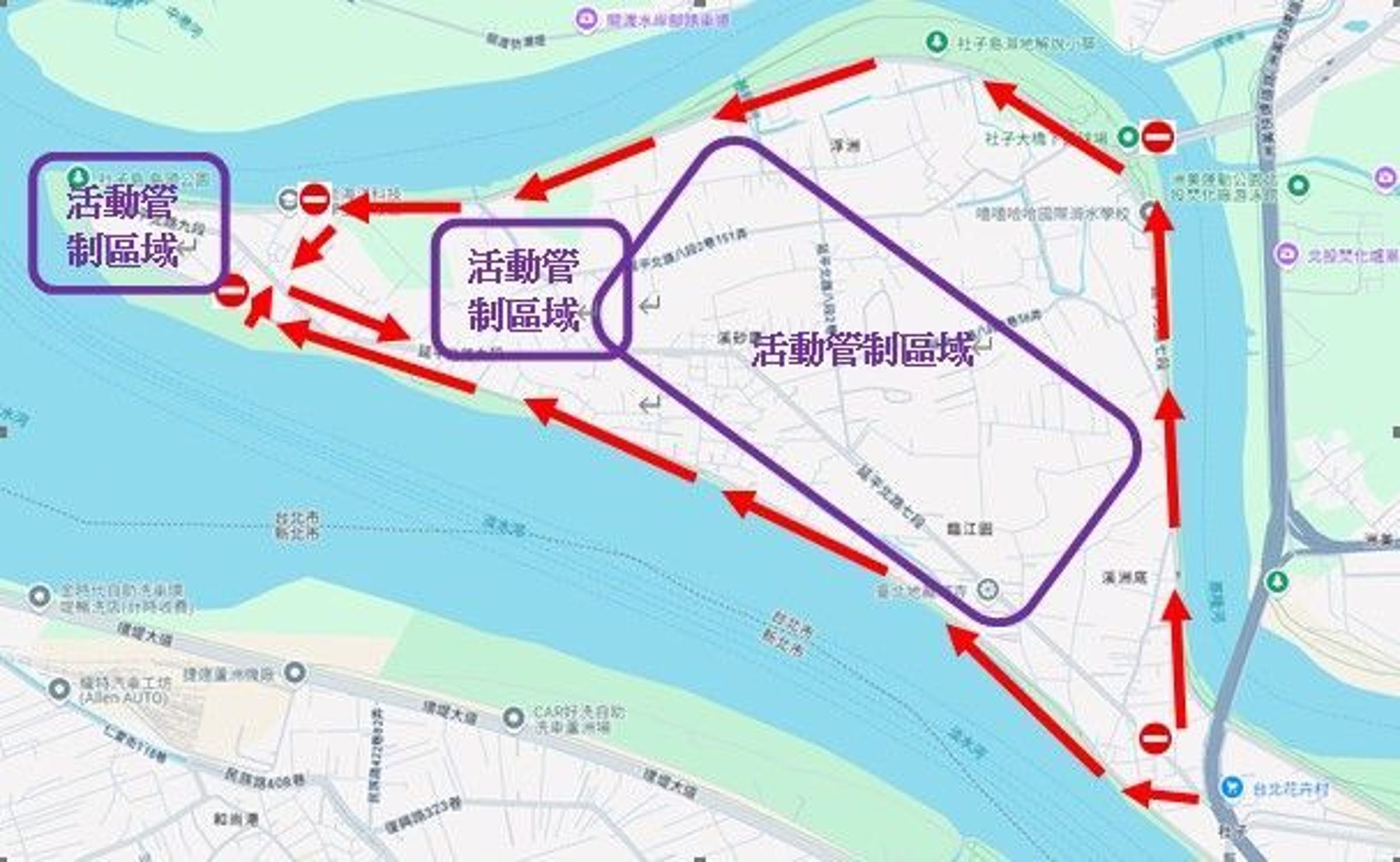 警方公布交通管制路線圖。(警方提供)