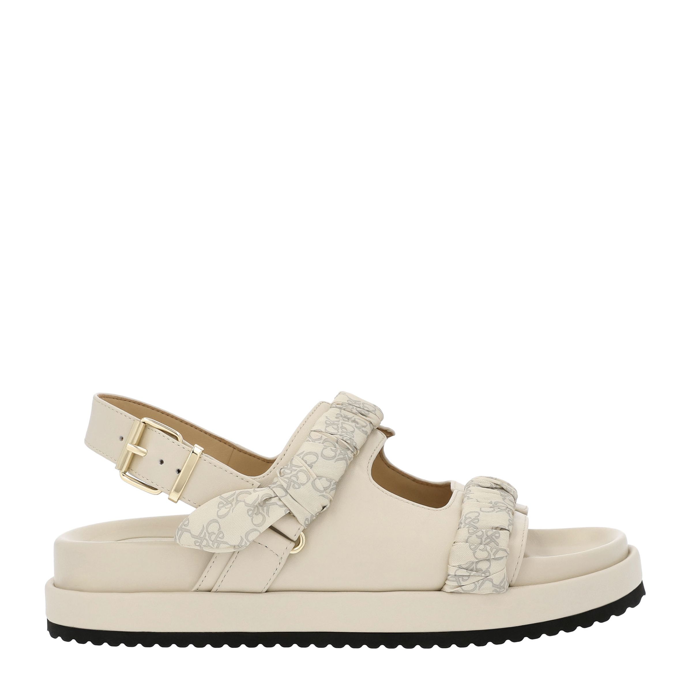 石灰白緞帶真皮涼鞋。NT$3,490。(CHARLES & KEITH提供)