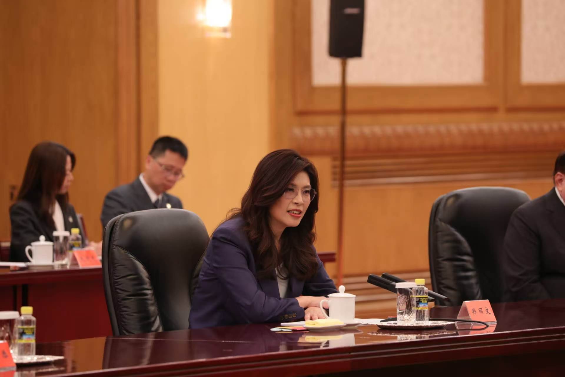 鄭麗文透露，習近平在閉門談話中提到，九二共識的內容早在辜汪會談就說得非常清楚，除非心中陰暗或故意裝糊塗，否則不會不知道九二共識的真正內容是什麼。（國民黨提供）