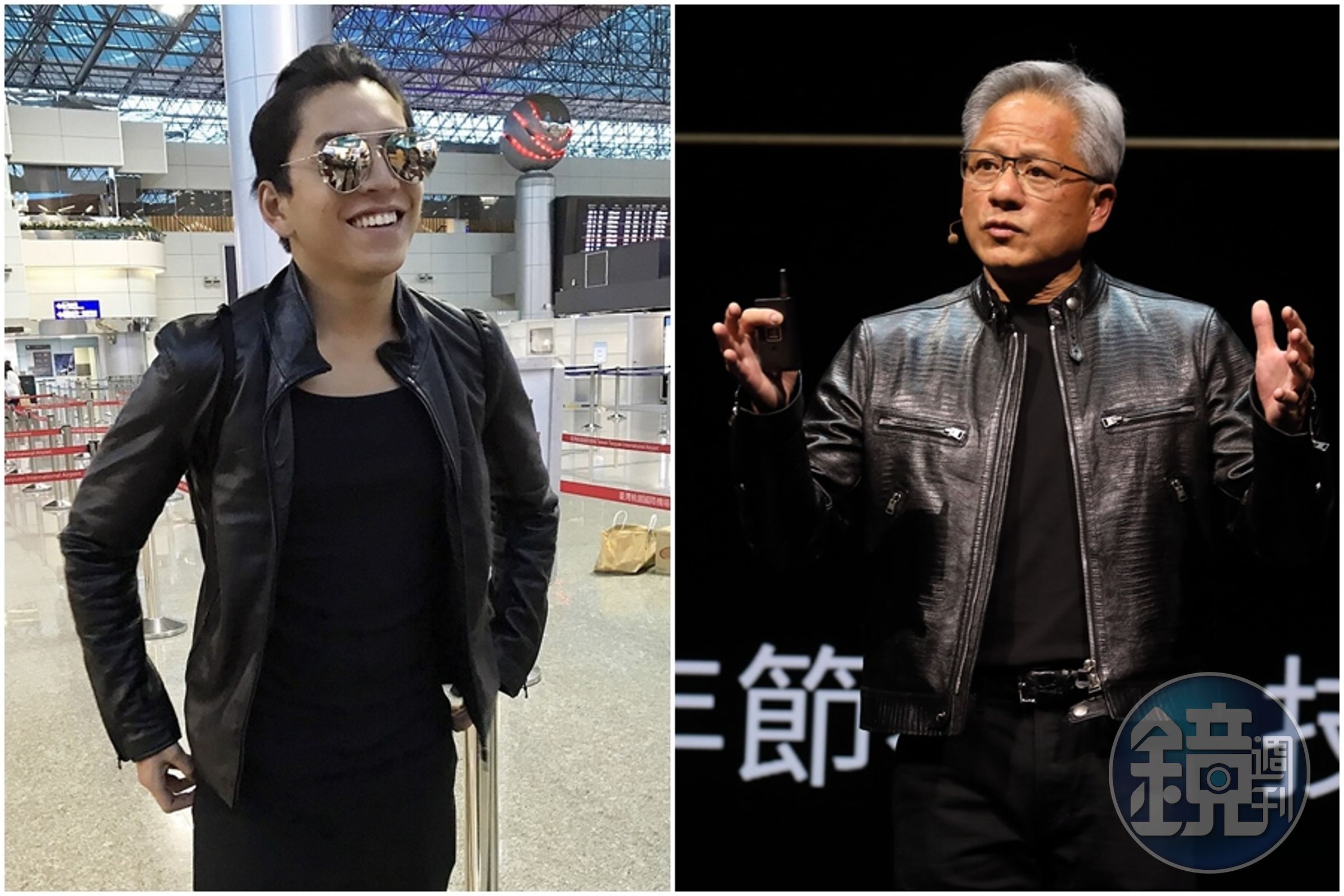 柯震東翻出王大陸10年前一張舊照，意外發現撞衫黃仁勳。（左圖翻攝自Threads@kaikaiko）