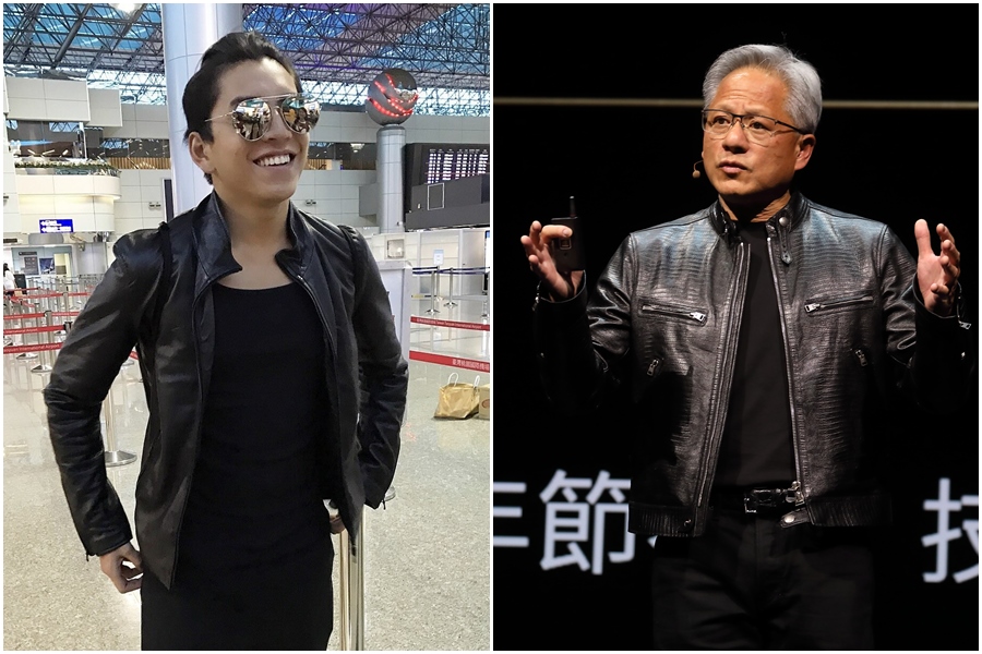 柯震東翻出王大陸10年前一張舊照，意外發現撞衫黃仁勳。（左圖翻攝自Threads@kaikaiko）