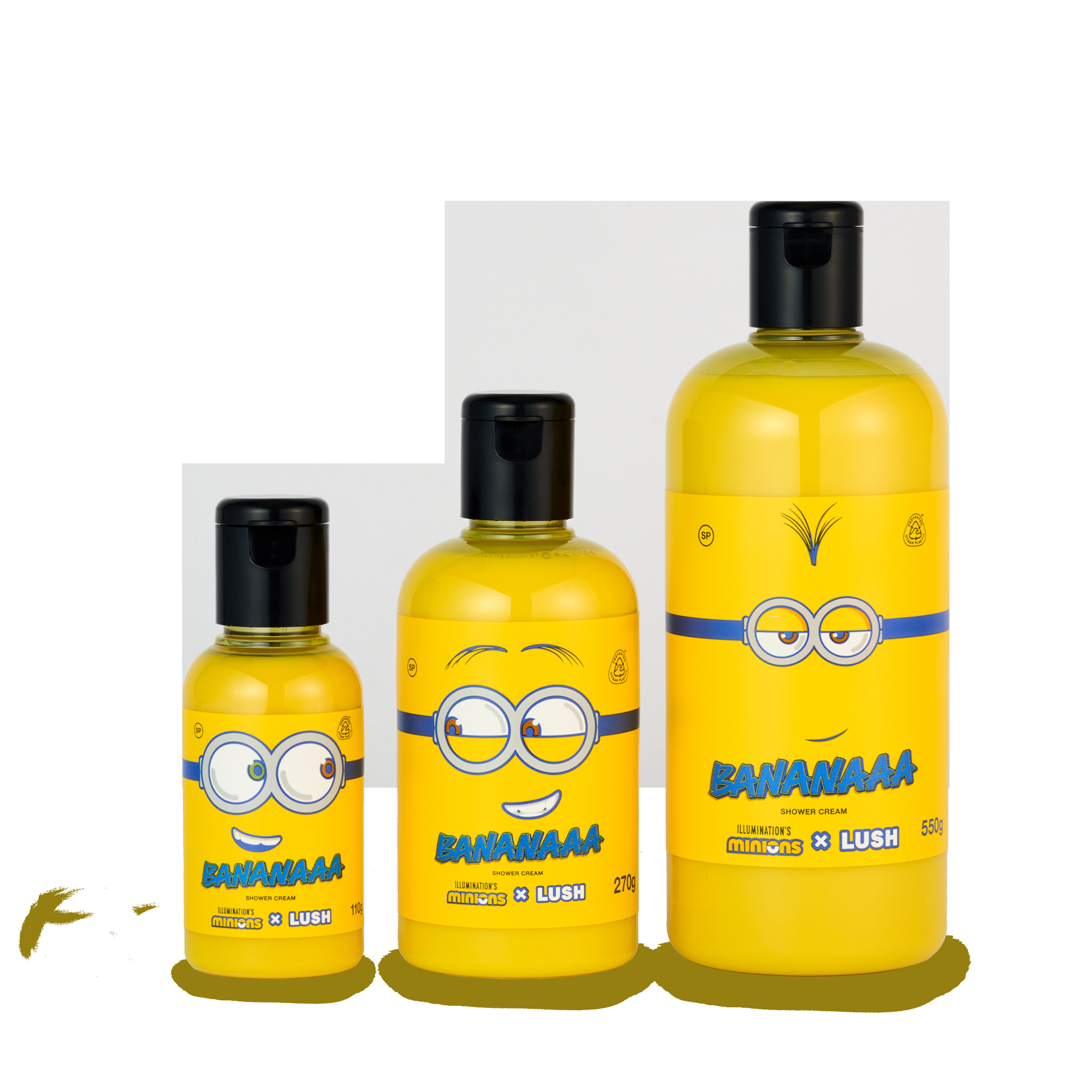 Minions x LUSH BANANAAA沐浴乳。NT$550 / 100g、NT$1,100 / 250g、NT$1,500 / 500g(嵐舒提供)
