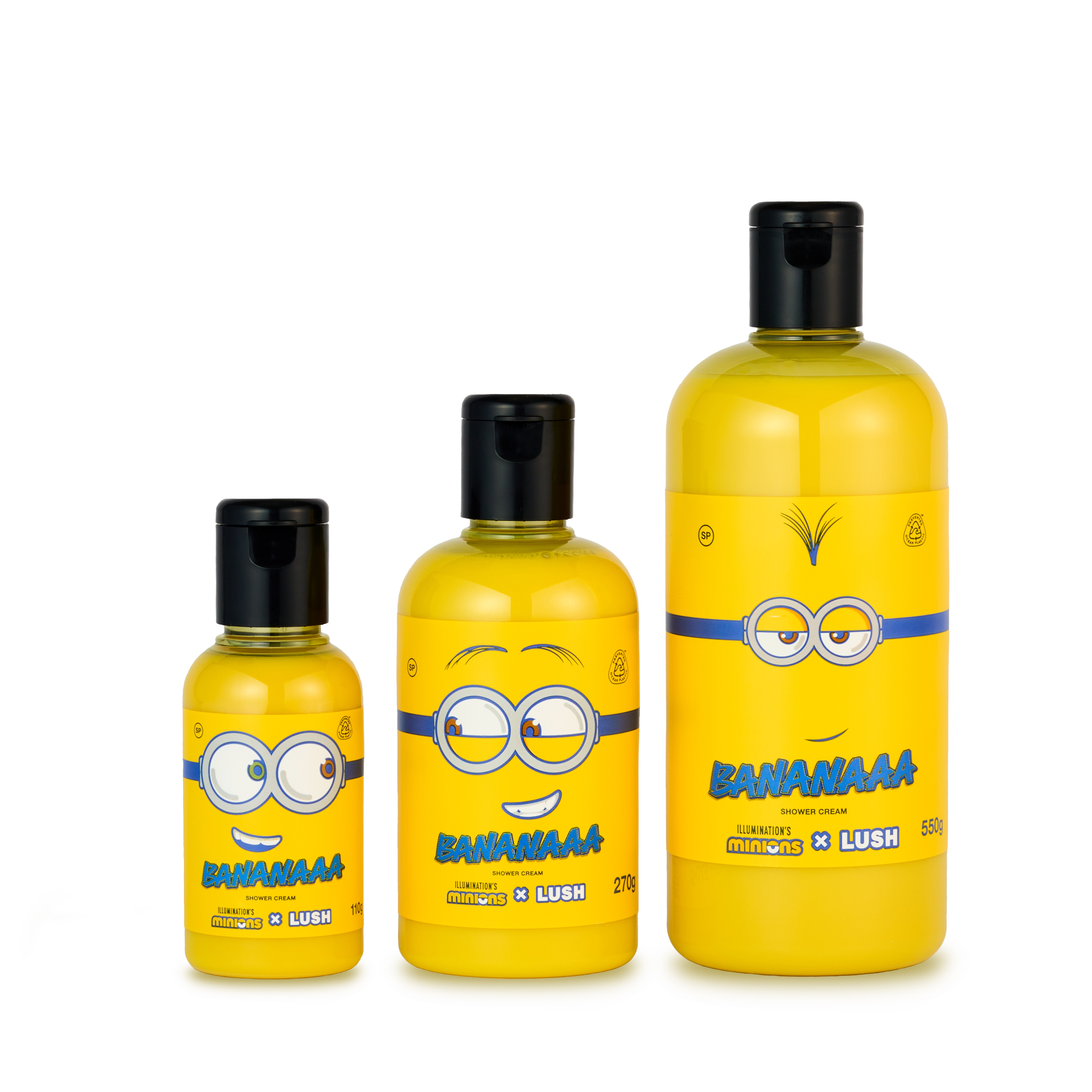 Minions x LUSH BANANAAA沐浴乳。NT$550 / 100g、NT$1,100 / 250g、NT$1,500 / 500g（嵐舒提供）