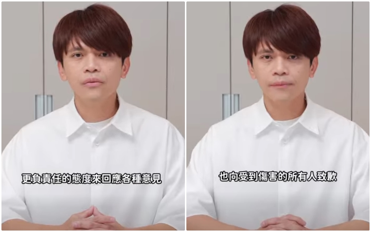 蔡阿嘎今天釋出道歉影片，強調這次事件讓自己深刻反省，「未來，我會更加謹慎面對每一次公共發言」。（翻攝自蔡阿嘎臉書）