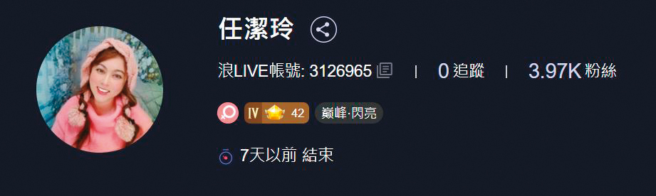 離開電視購物台後，任潔玲去年轉換跑道，成為浪LIVE直播主。（翻攝自浪LIVE）