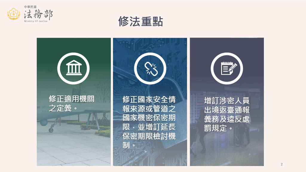 法務部報告《國家機密保護法》修法重點。（行政院提供）